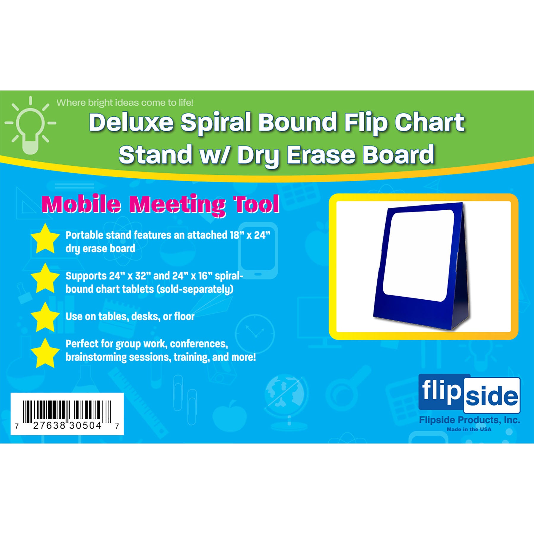 Deluxe Spiral-Bound Flip Chart Stand with 18" x 24" Dry Erase Board