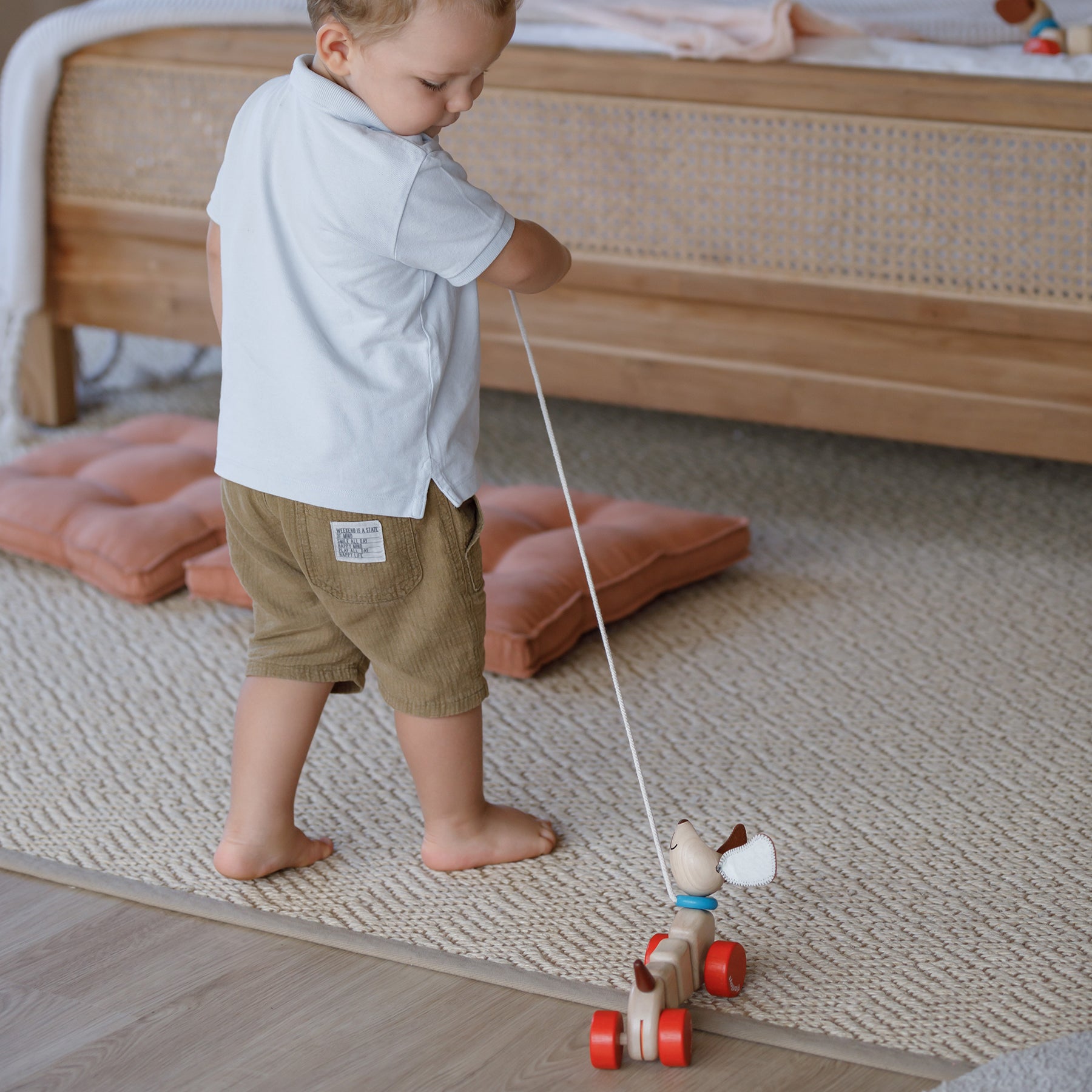 Happy Puppy Wooden Pull Toy
