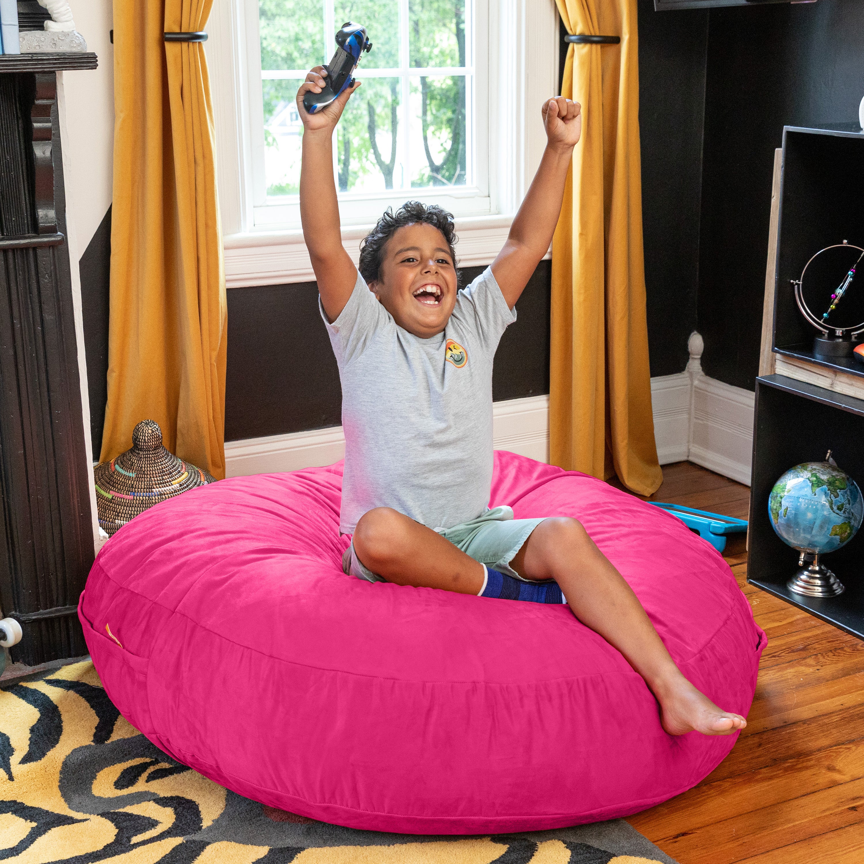 Jaxx Cocoon 4 Foot Bean Bag Chair and Crash Pad, Fuchsia