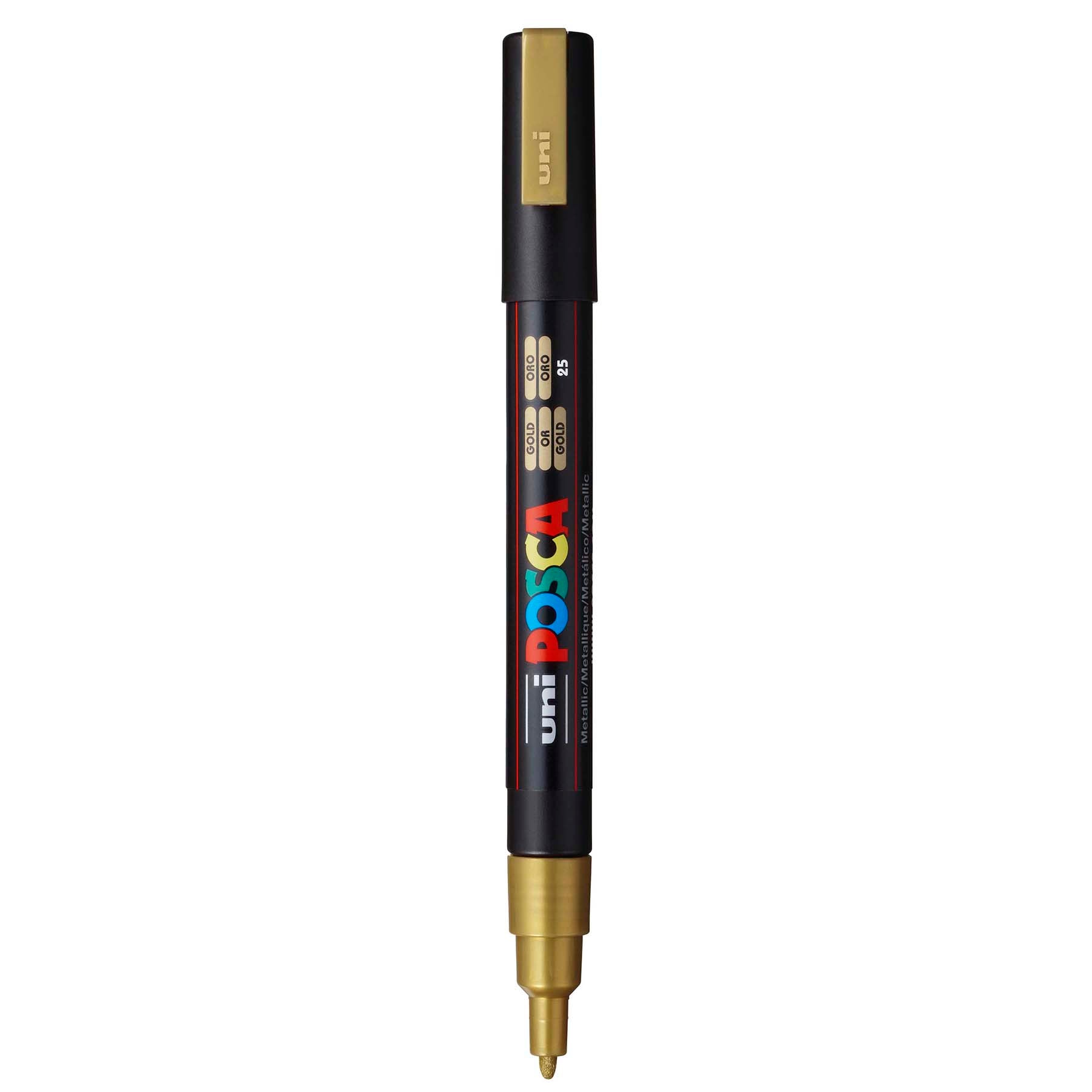 uni® POSCA PC-3M Water-Based Paint Markers, Reversible Fine Tip (0.9-1.3mm), Gold