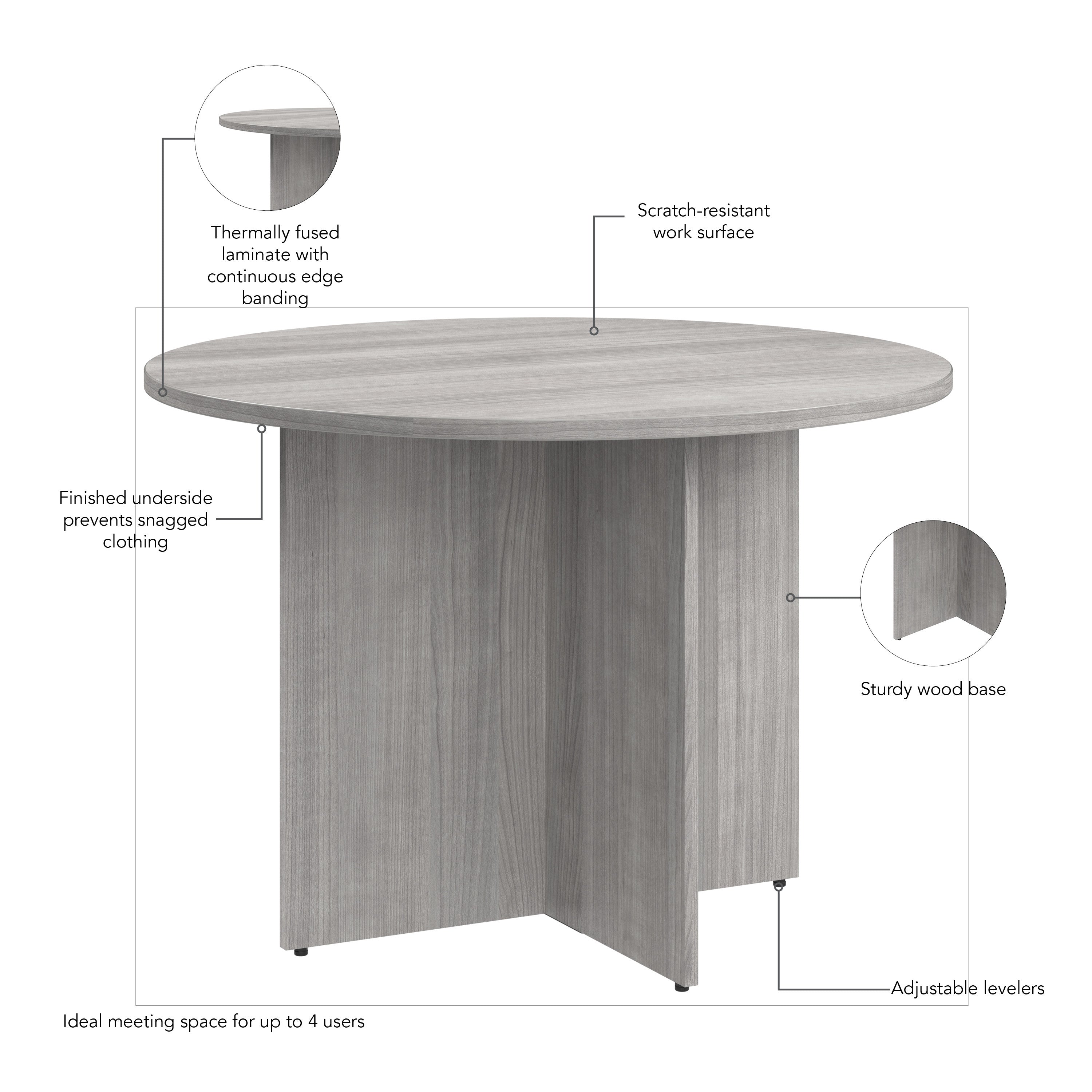Bush Business Furniture 42-inch Round Conference Table with Wood Base in Platinum Gray - 41.38" Width x 41.38" Depth x 28.65" Height