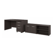 Bush Business Furniture Studio C 60W x 30D Office Desk with Storage Return and Mobile File Cabinet in Storm Gray - 59.45" Width x 29.37" Depth x 29.84" Height