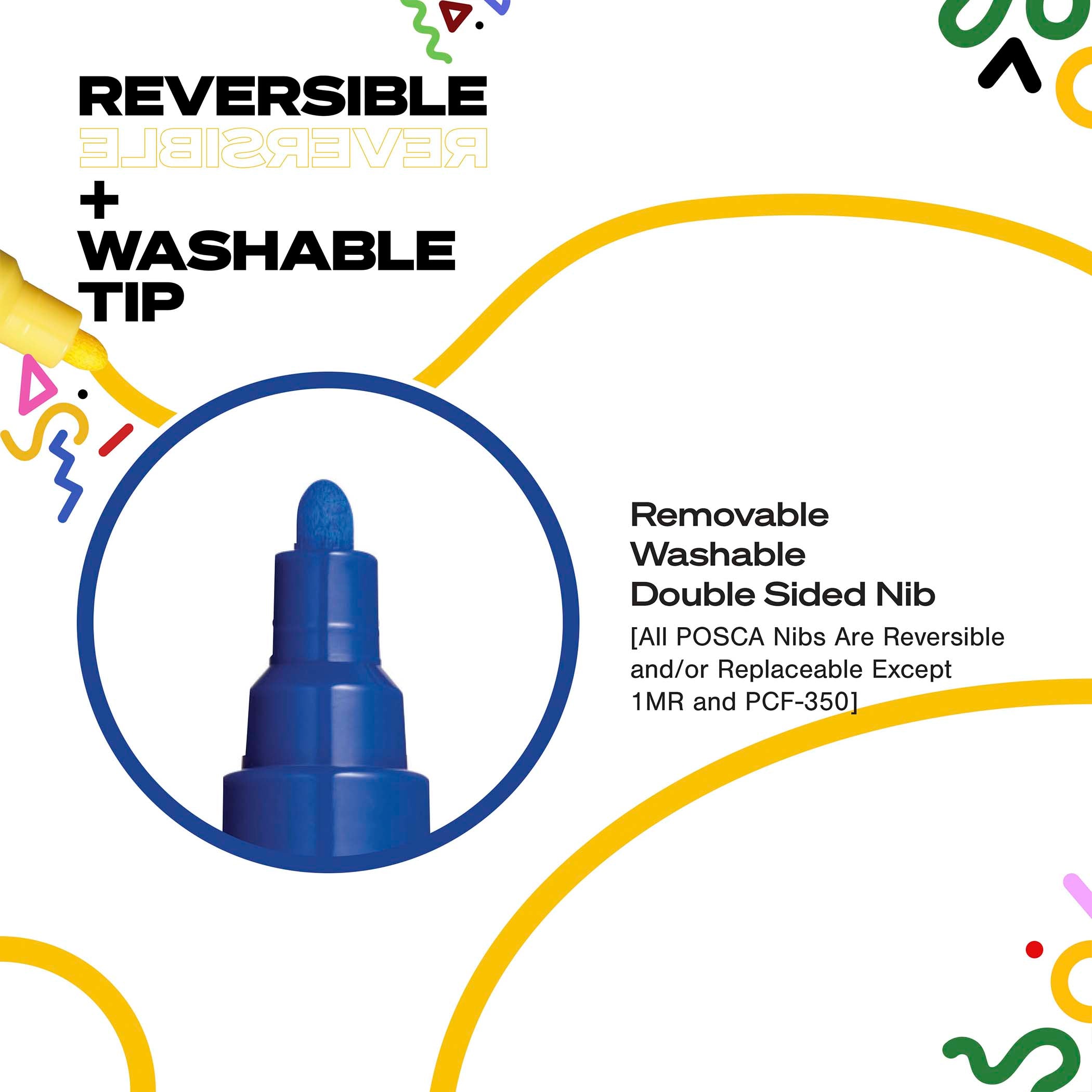 uni® POSCA PC-3M Water-Based Paint Markers, Reversible Fine Tip (0.9-1.3mm), Black
