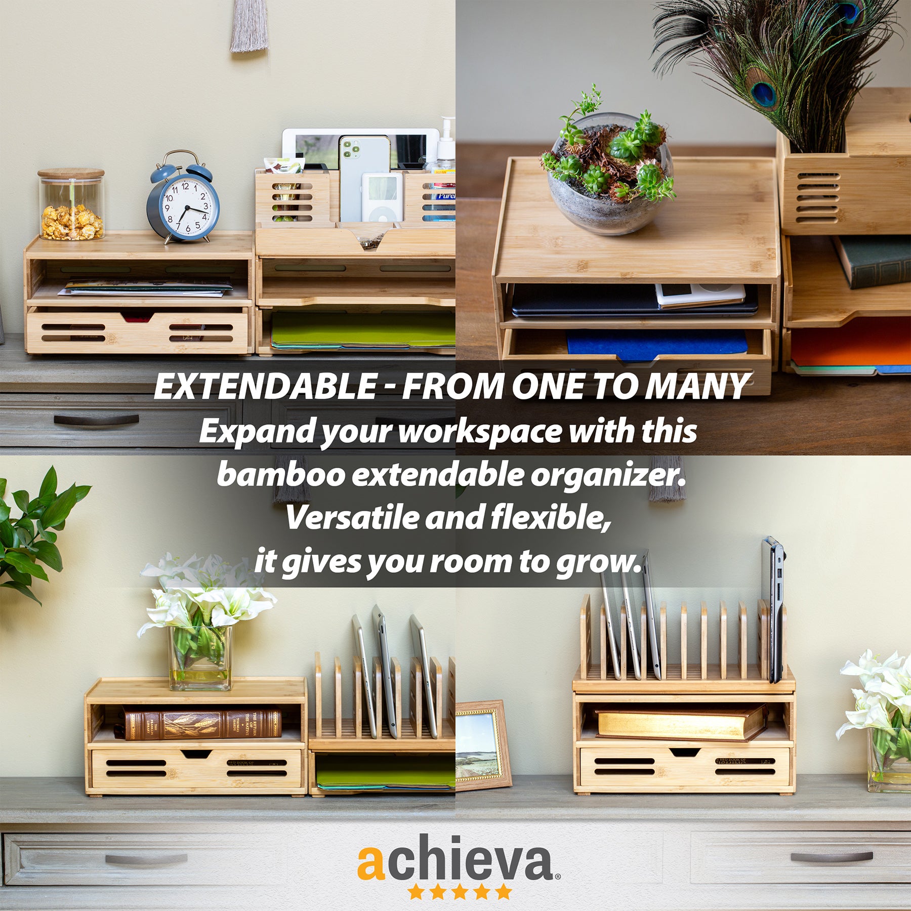 Bamboo Drawer Organizer, Base and Drawer