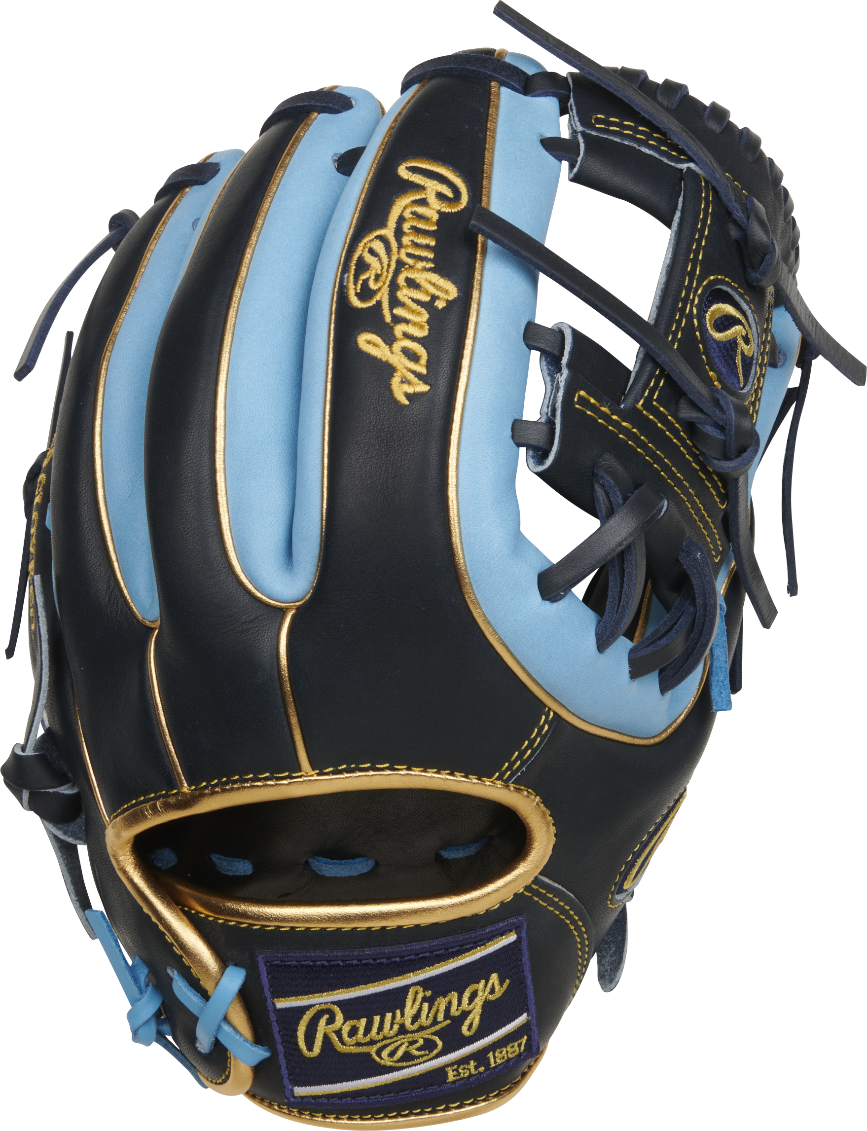 Rawlings Heart Of The Hide Series 11.5-Inch Baseball Glove - Right Hand Thrower - Navy/Columbia Blue