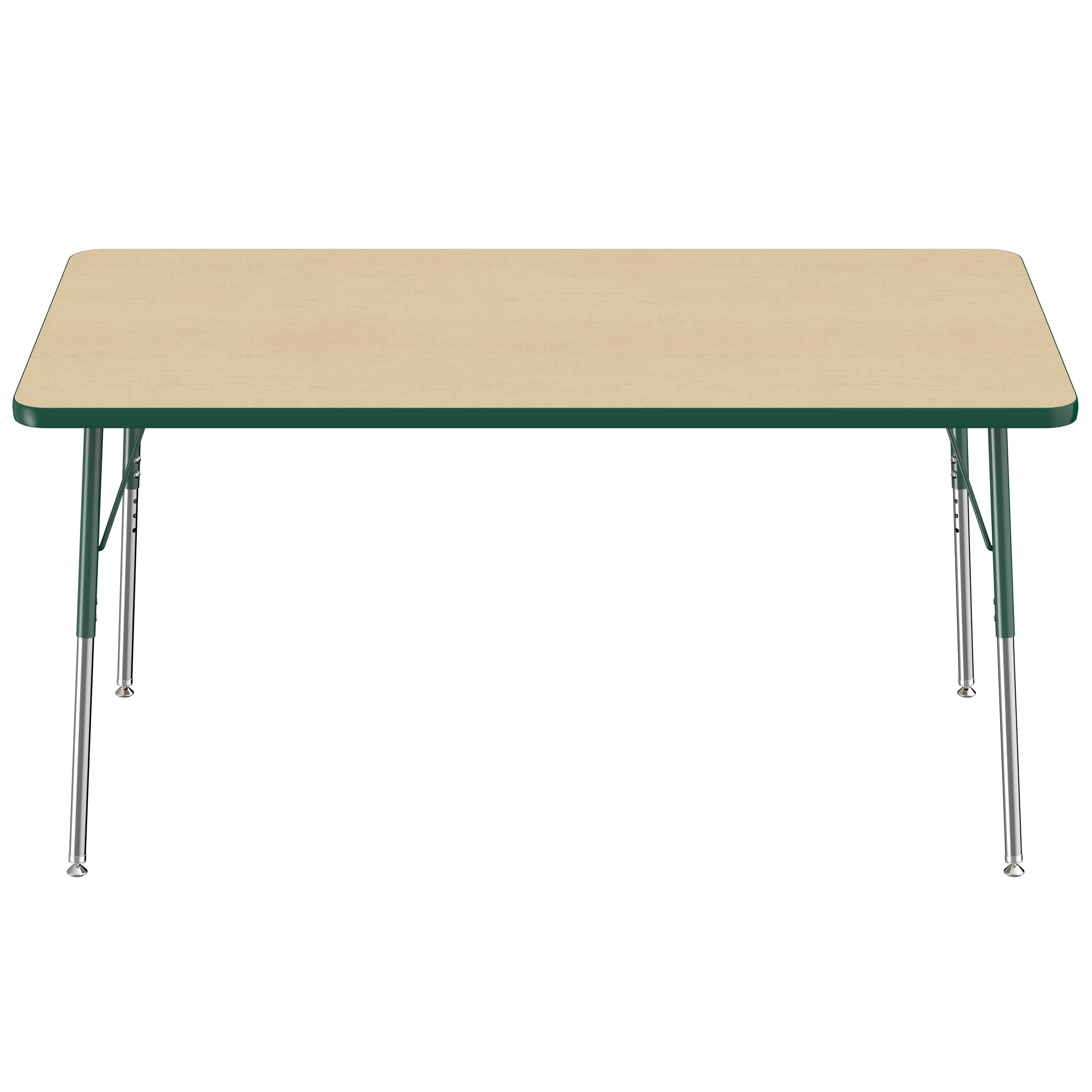 36" x 60" Rectangle T-Molding Activity Table with Adjustable Standard Swivel Glide Legs - Maple/Green