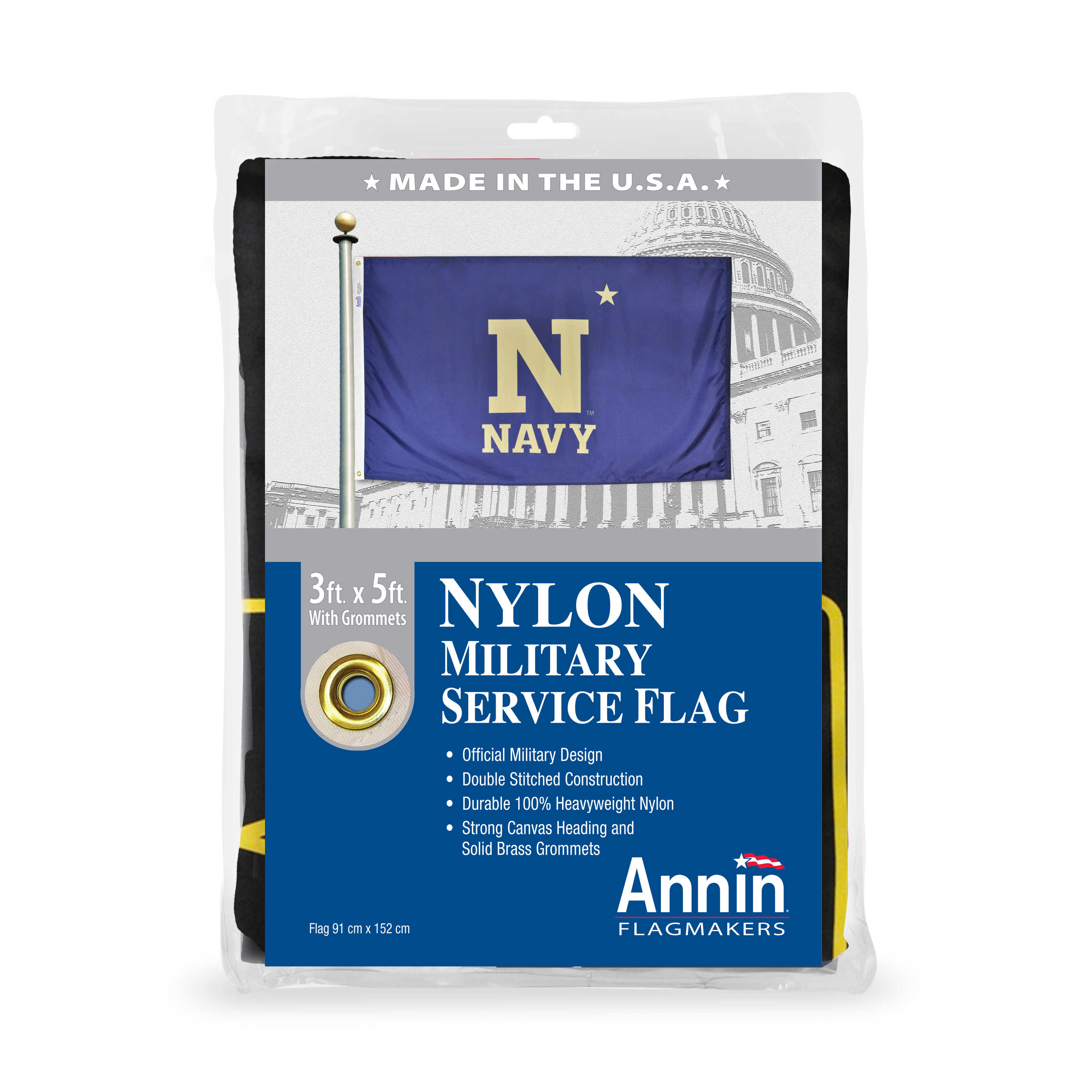 3X5 FT NYL-GLO NAVY N FLAG