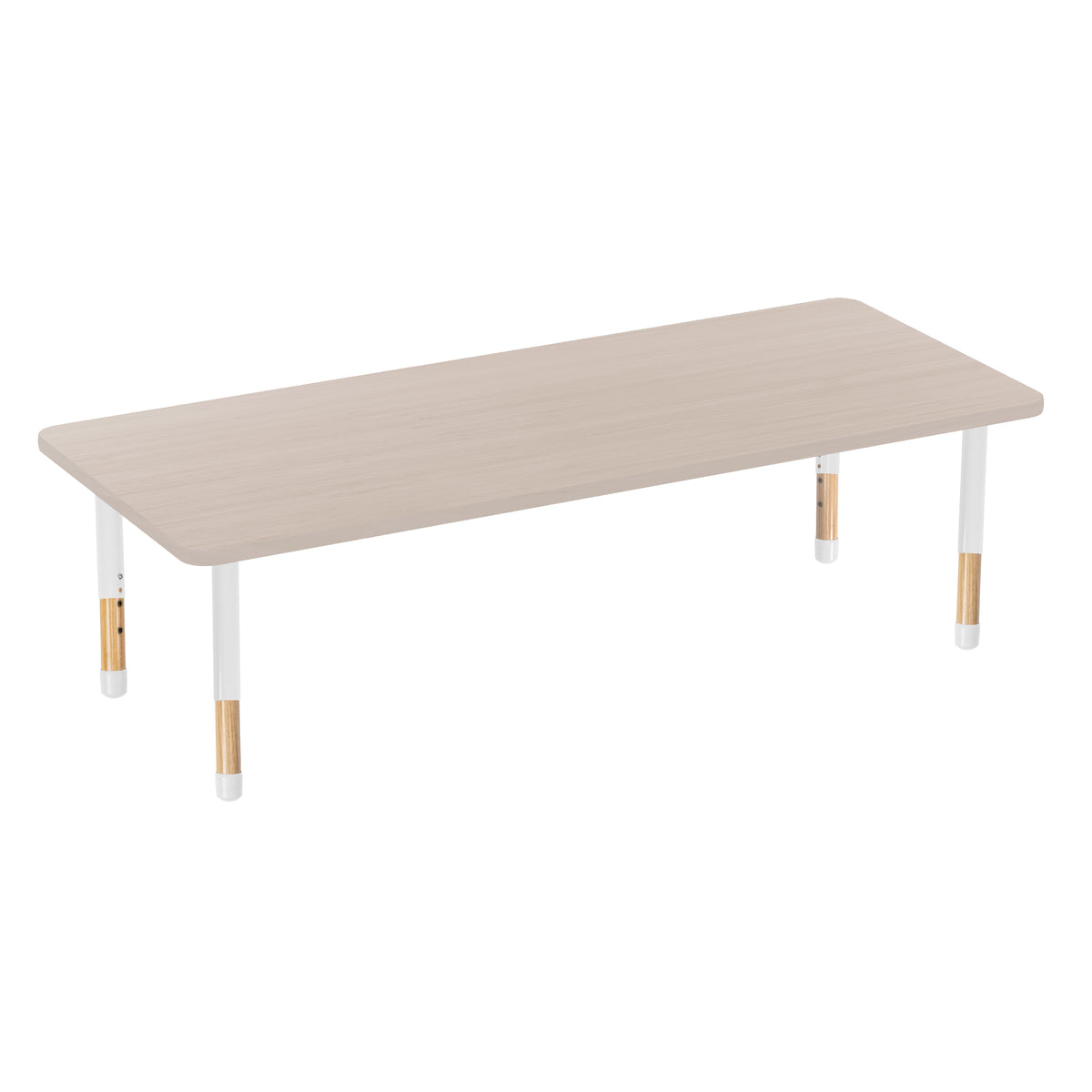 30" x 72" Rectangle Thermofused Activity Table with Adjustable Chunky Wood Legs - Asian Sand/White/Natural