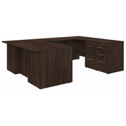 Bush Business Furniture Office 500 72W U Shaped Executive Desk with Drawers in Black Walnut - 71.02" Width x 100.43" Depth x 29.82" Height