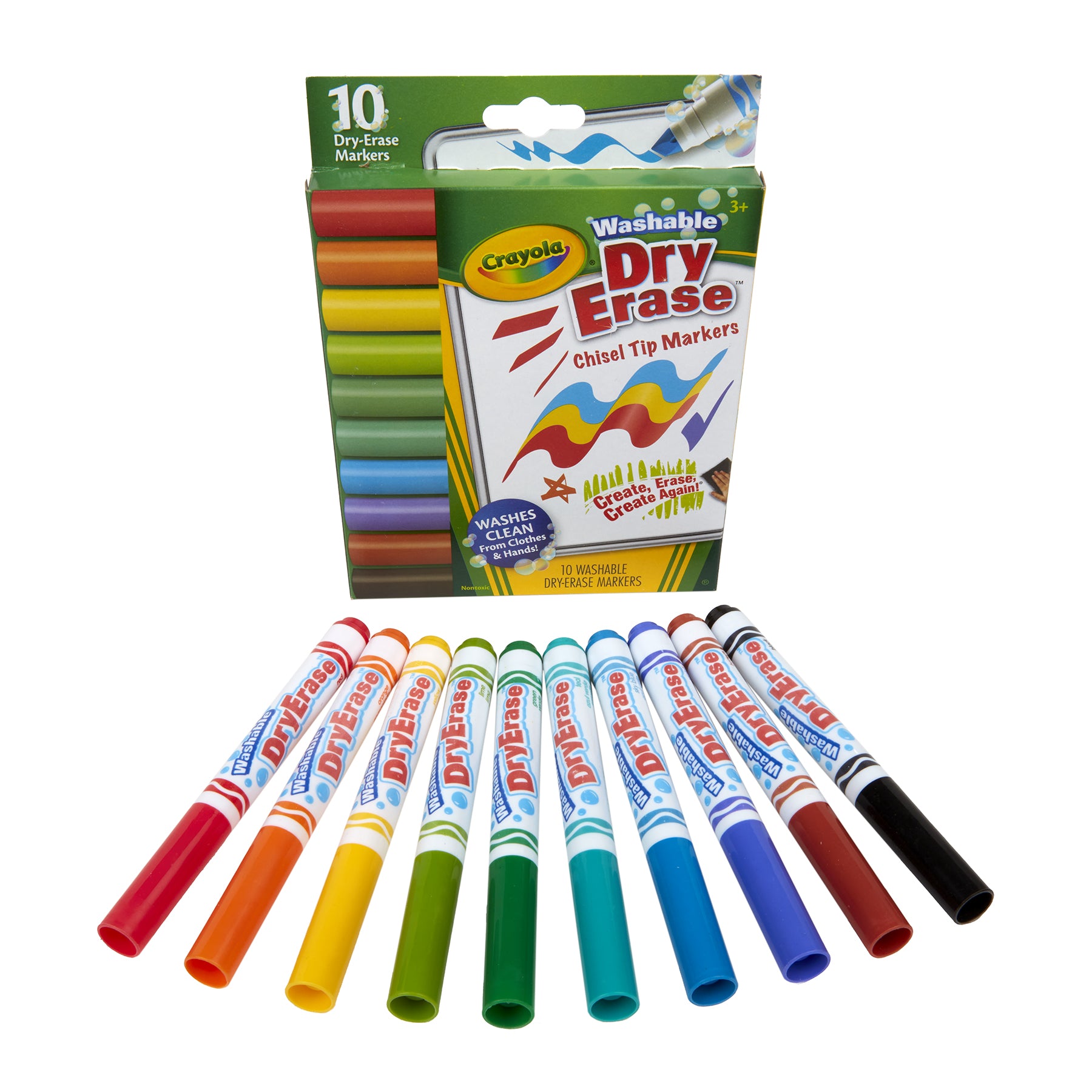 Washable Dura-Wedge Tip Dry Erase Markers, 10 Count