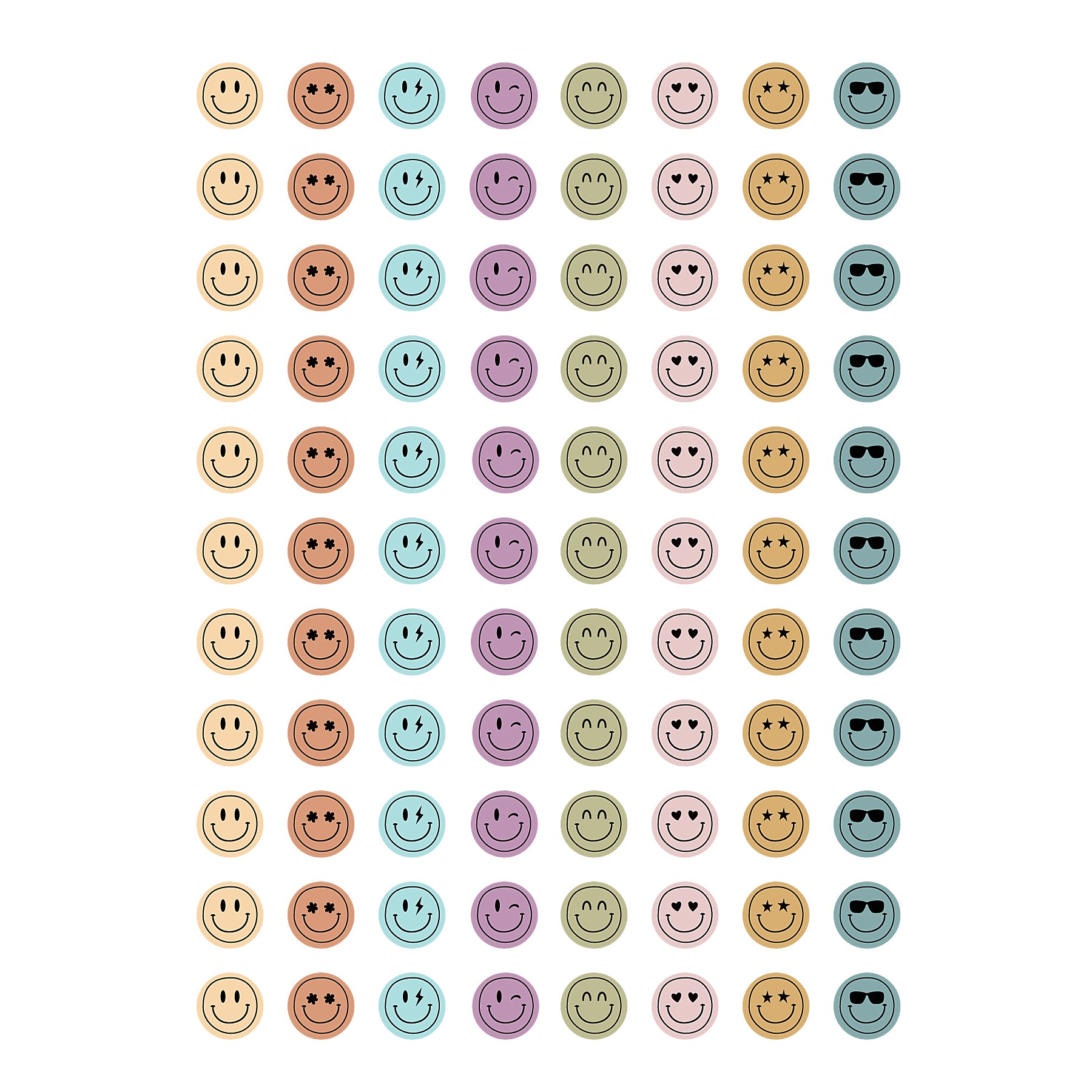 Calming Colors Smiley Faces Mini Stickers Valu-Pak, Pack of 1144