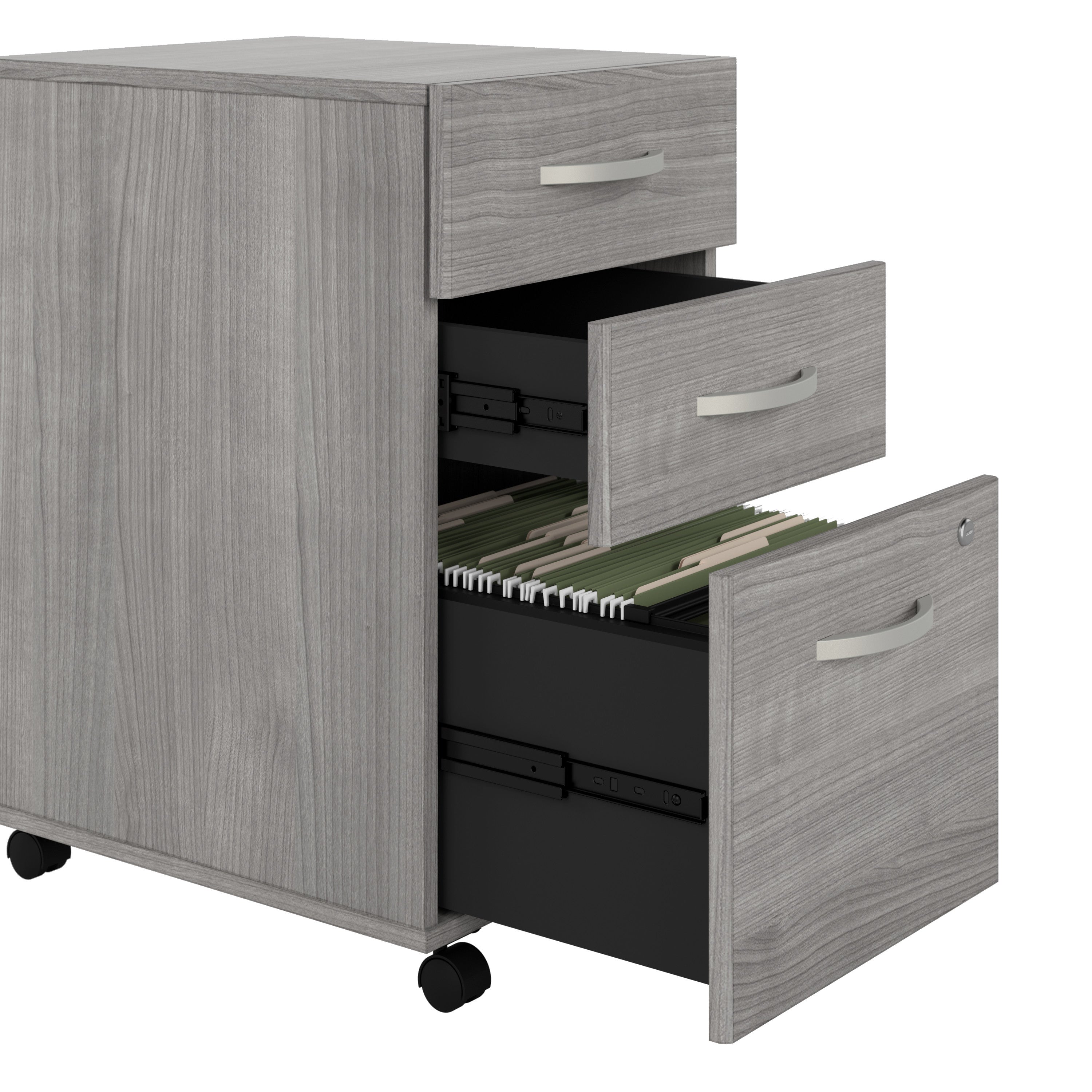 Bush Business Furniture Studio C 60W x 30D Office Desk with Storage Return and Mobile File Cabinet in Platinum Gray - 59.45" Width x 29.37" Depth x 29.84" Height