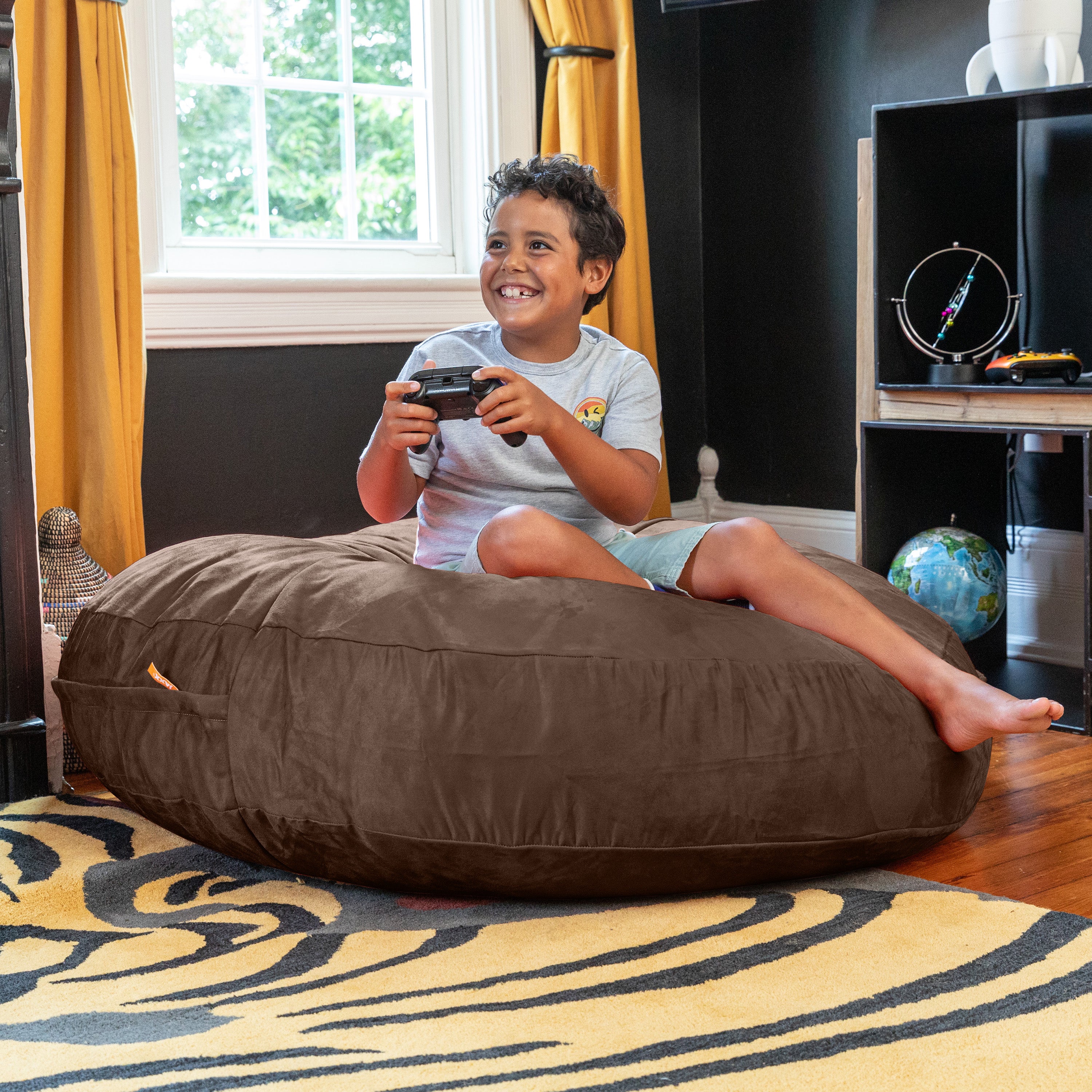 Jaxx Cocoon 4 Foot Bean Bag Chair and Crash Pad, Chocolate
