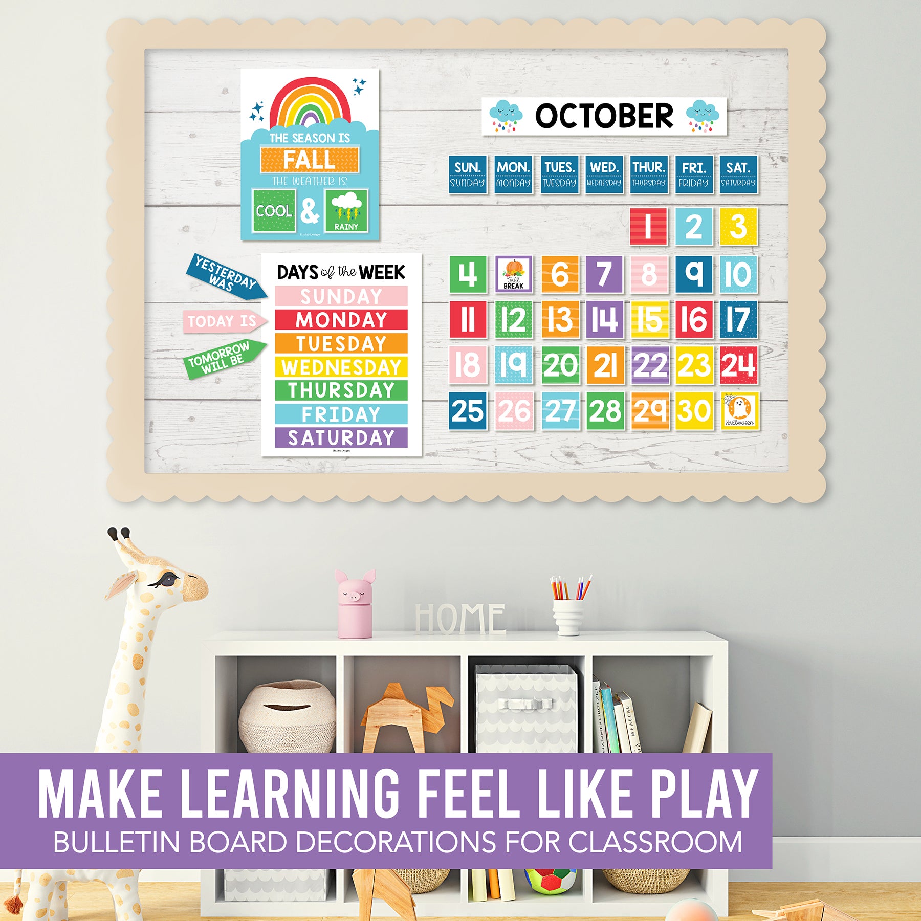 Rainbow Circle Time Bulletin Board Calendar for Classroom