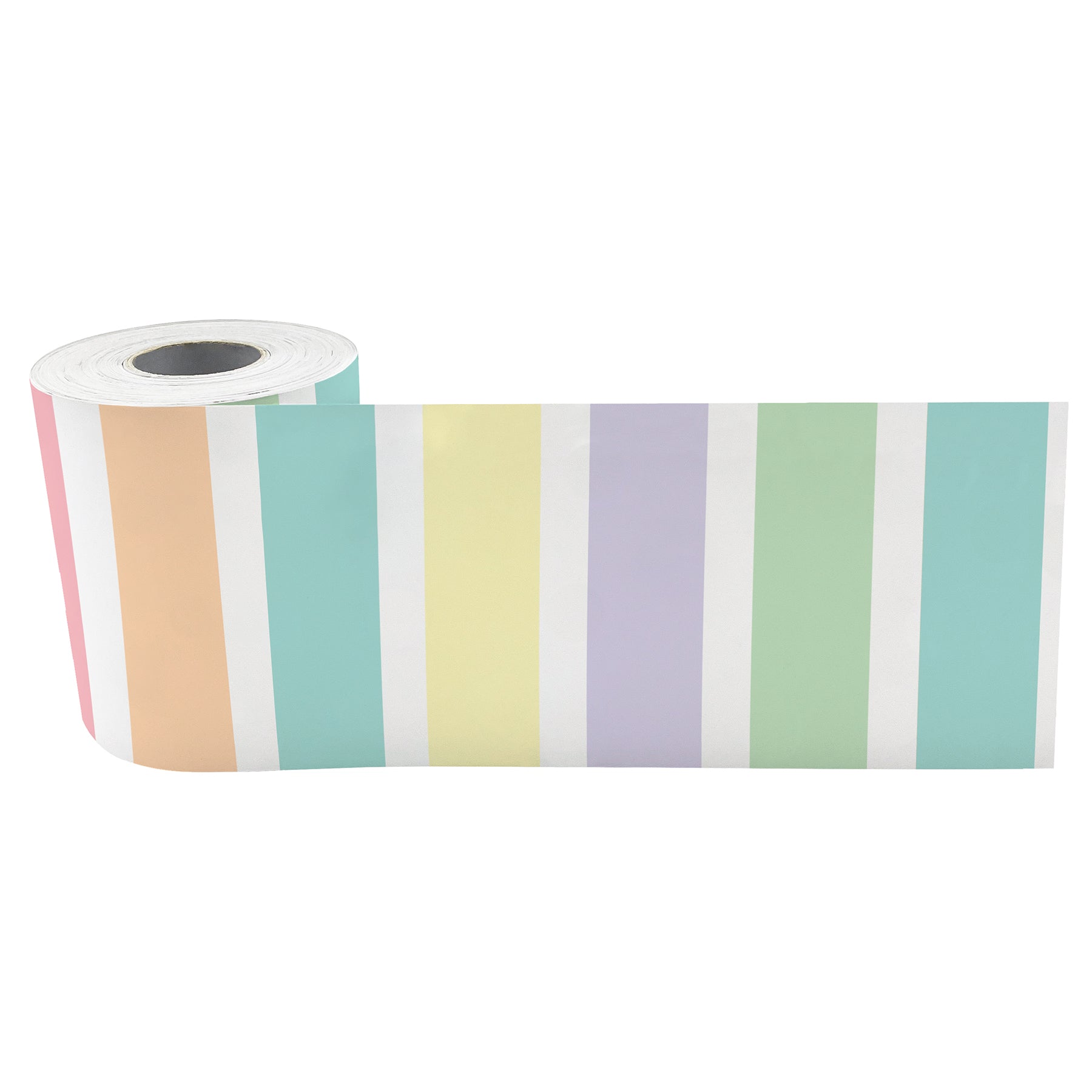 Pastel Pop Stripes Straight Rolled Border Trim, 50 Feet