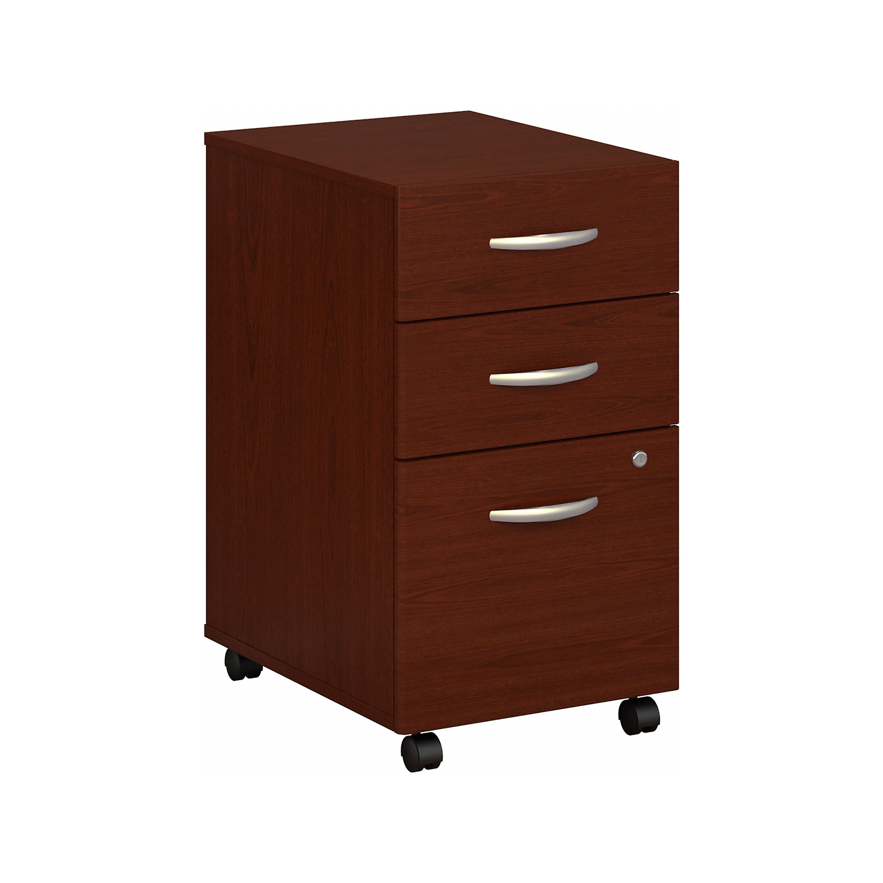 Bush Business Furniture Series C 3 Drawer Mobile File Cabinet in Mahogany - Assembled - 15.71" Width x 20.16" Depth x 27.87" Height