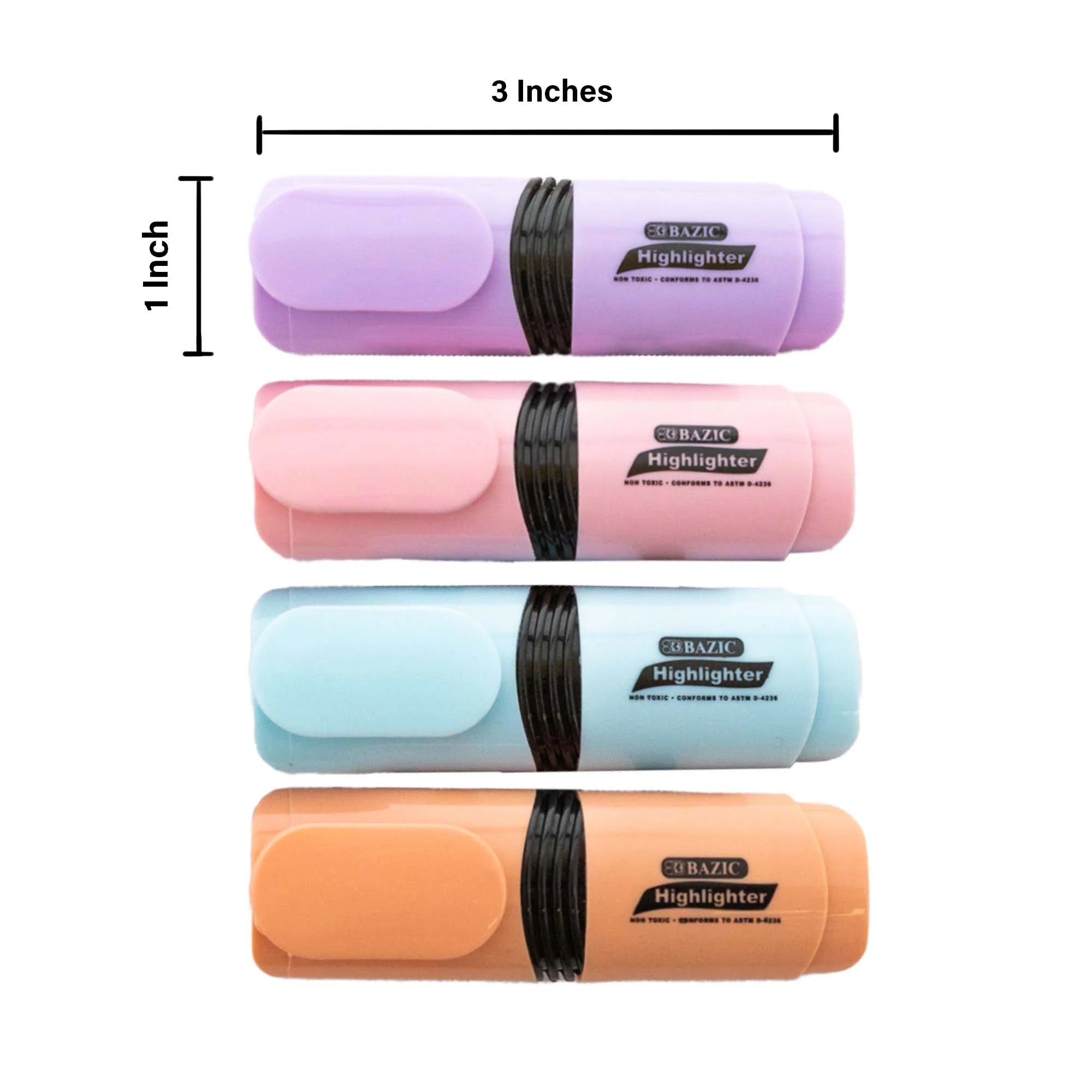 Mini Desk Style Pastel Highlighters, Pack of 4