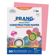 Construction Paper, Medium Weight, Pink, 9" x 12", 50 Sheets