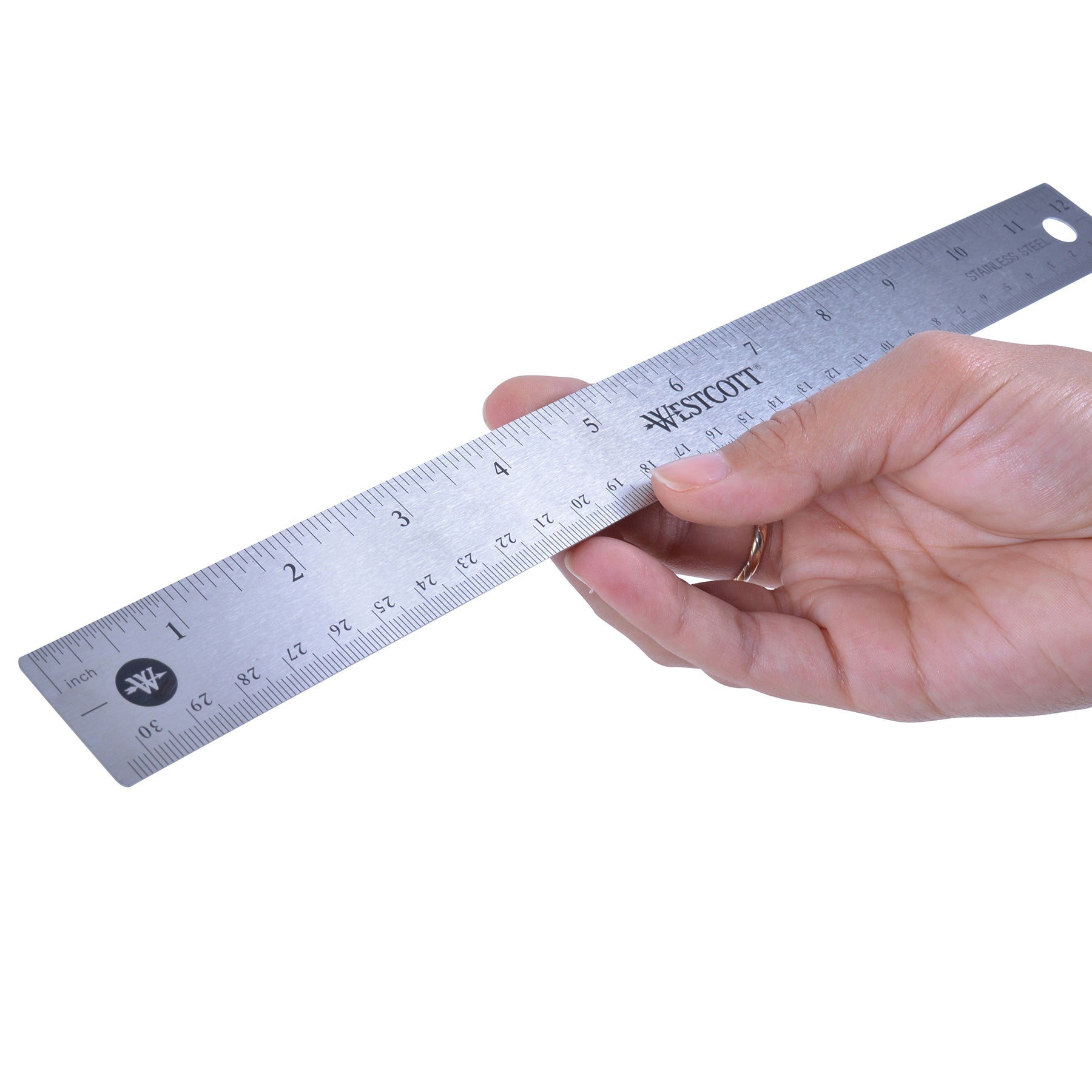 12" Stainless Steel Office Ruler With Non Slip Cork Base