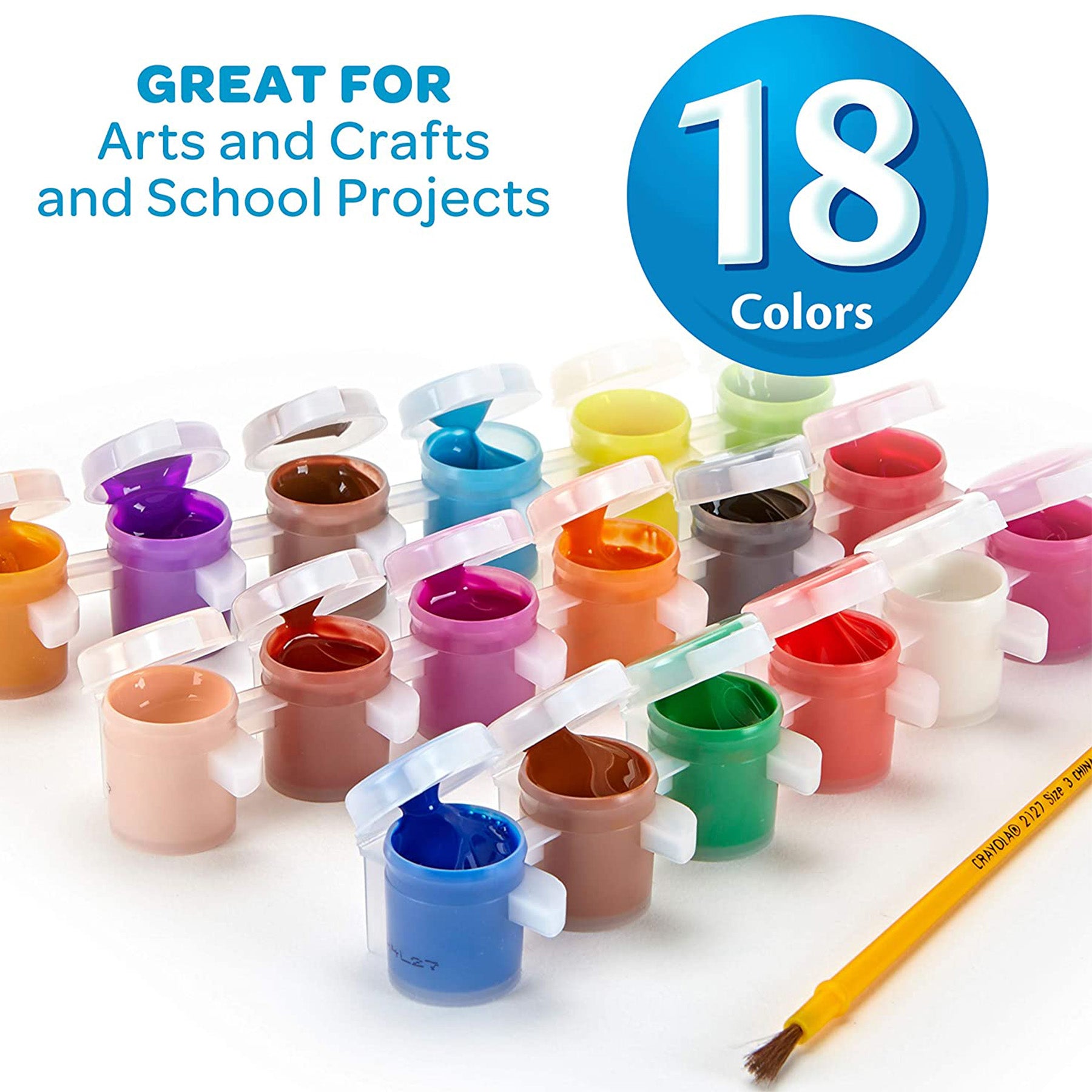Washable Kids Paint Set & Paintbrush, 18 Count