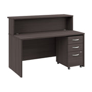 Bush Business Furniture Arrive 60W x 30D Reception Desk with Shelf and Mobile File Cabinet in Storm Gray - 59.45" Width x 29.37" Depth x 43.71" Height