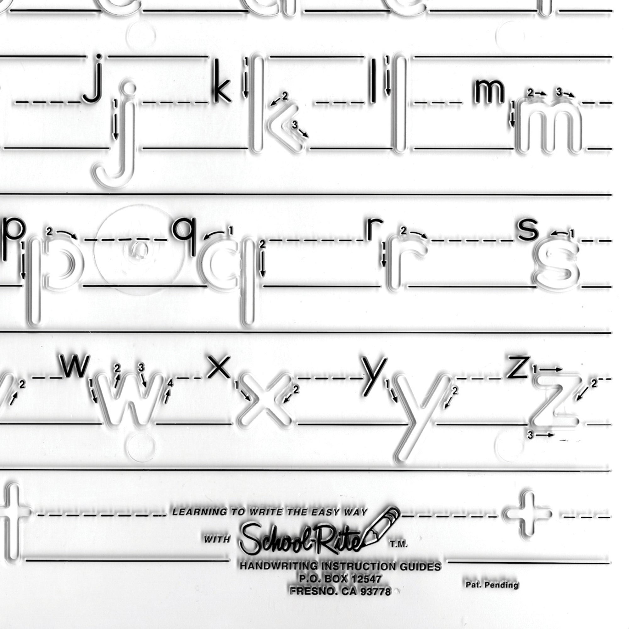 Handwriting Instruction Guide Template, Lowercase Manuscript