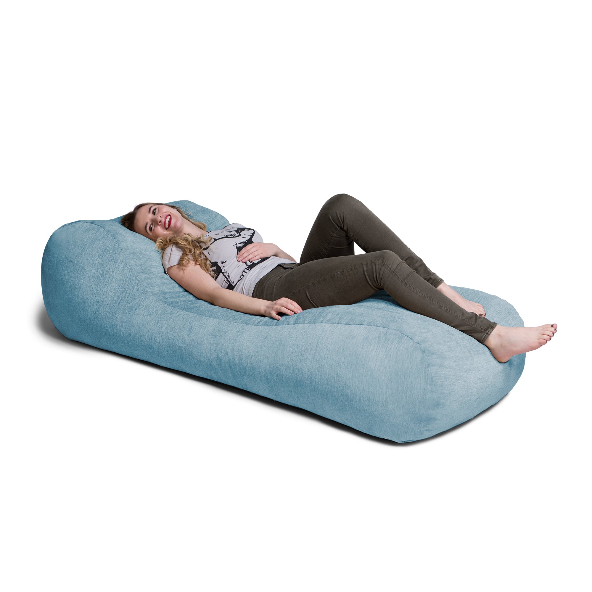 Jaxx Arlo Chaise Lounger Foam Bean Bag Chair - Premium Chenille, Turquoise