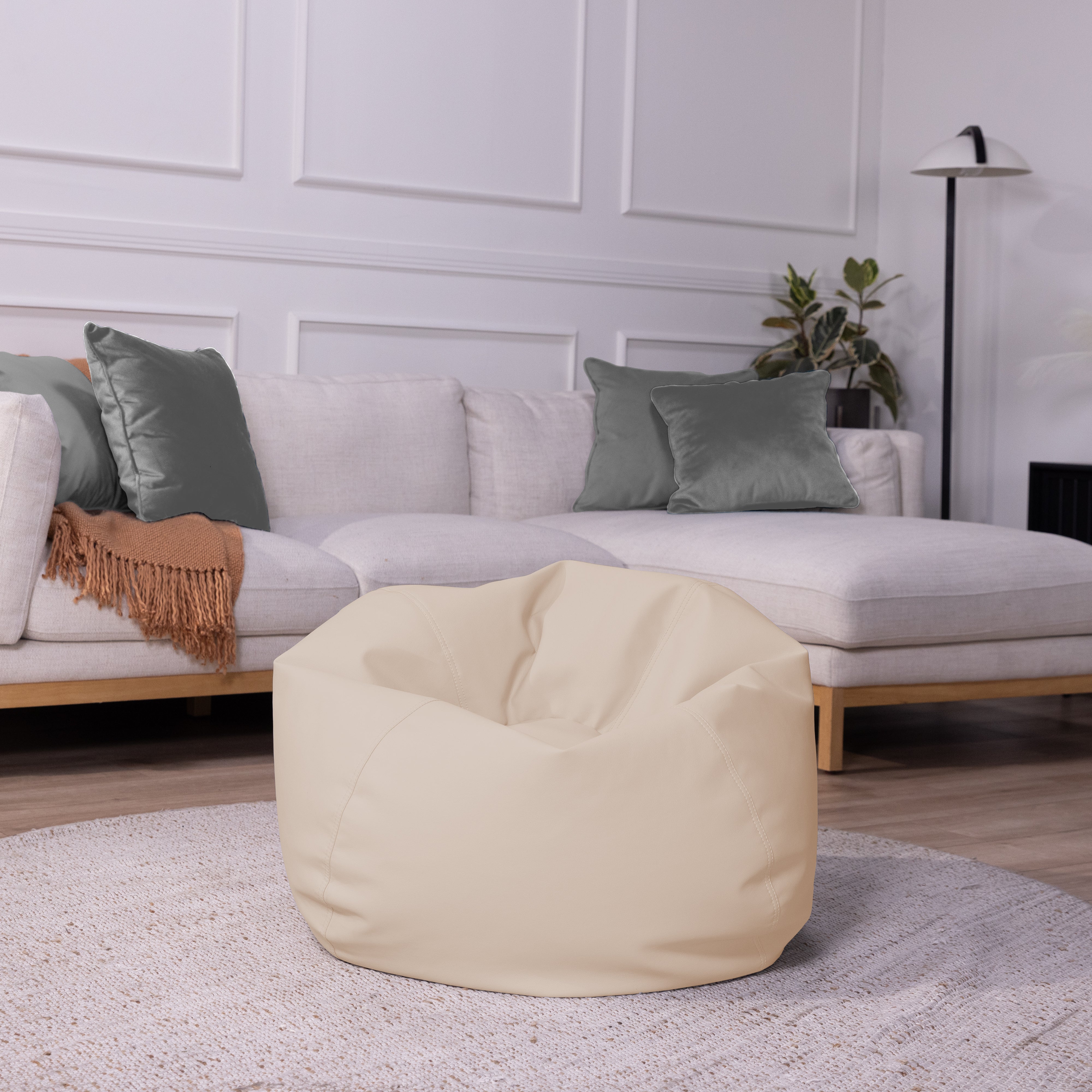 30" Round Vinyl Bean Bag - Beige