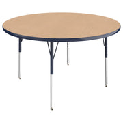 48" Round T-Molding Activity Table with Adjustable Standard Swivel Glide Legs - Maple/Navy