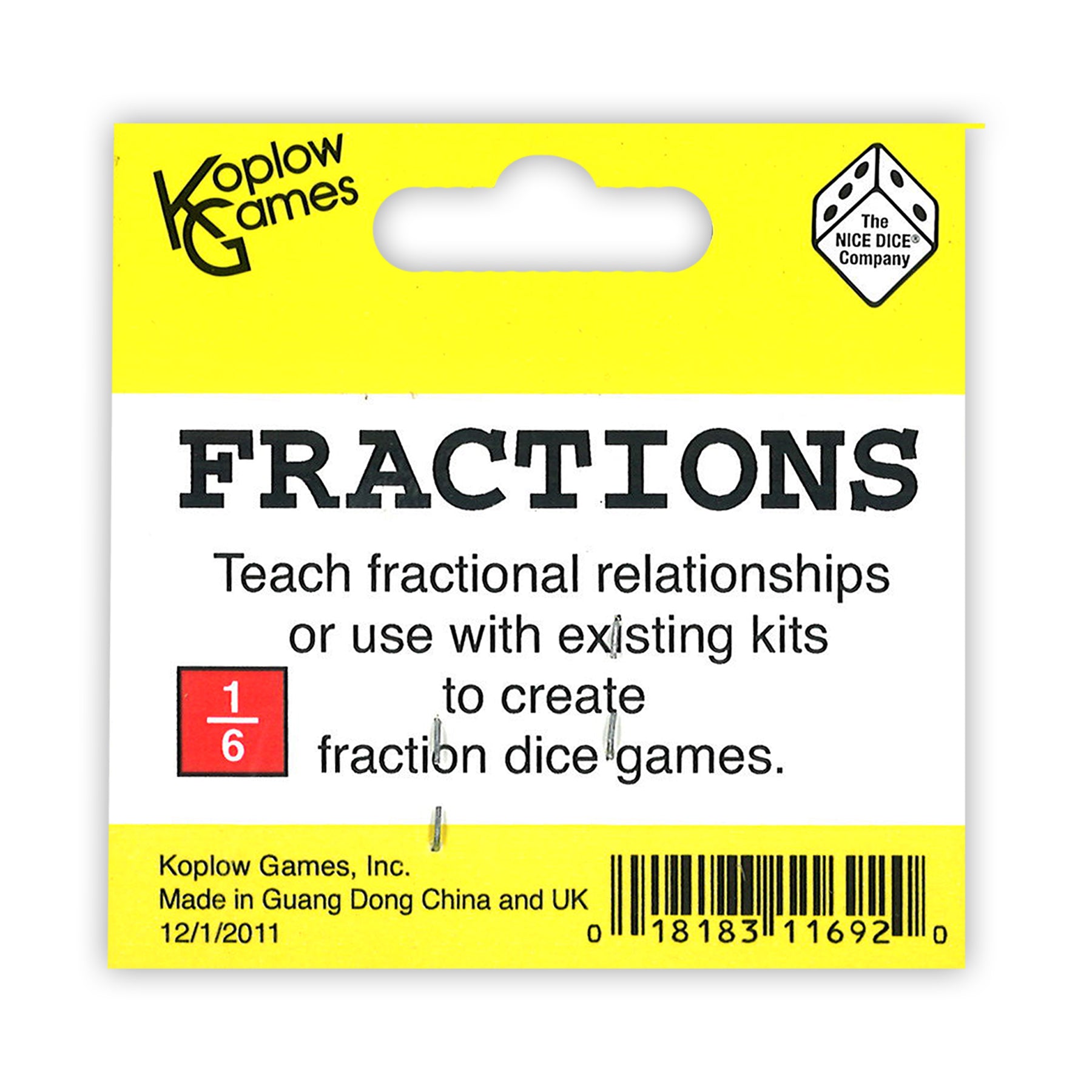 Fraction Dice Set, Pack of 6