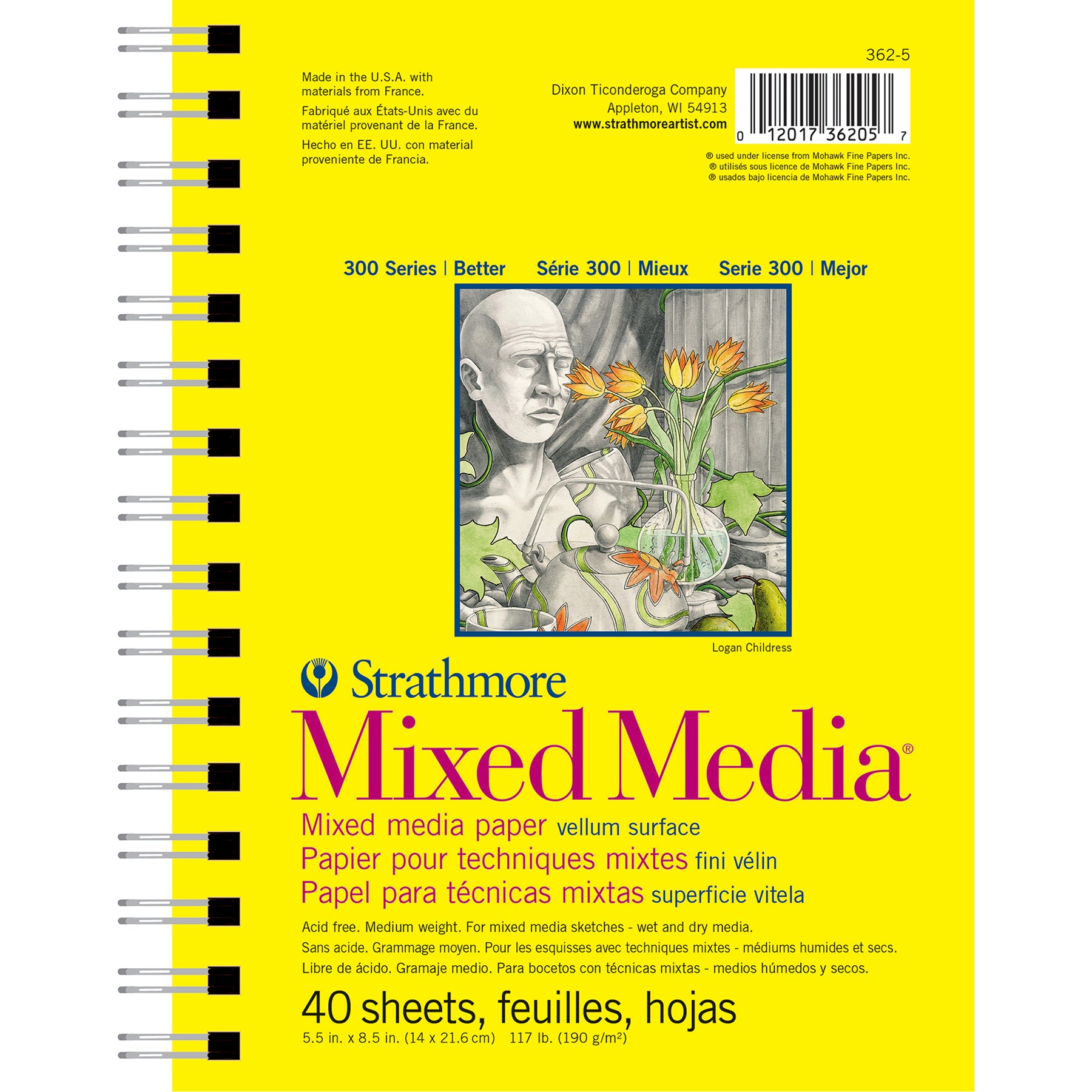 300 Series Mixed Media Pad, Side Wire Binding, 40 Sheet, 5.5x8.5 inch, 1 Count