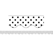 Black Polka Dots on White Scalloped Border Trim