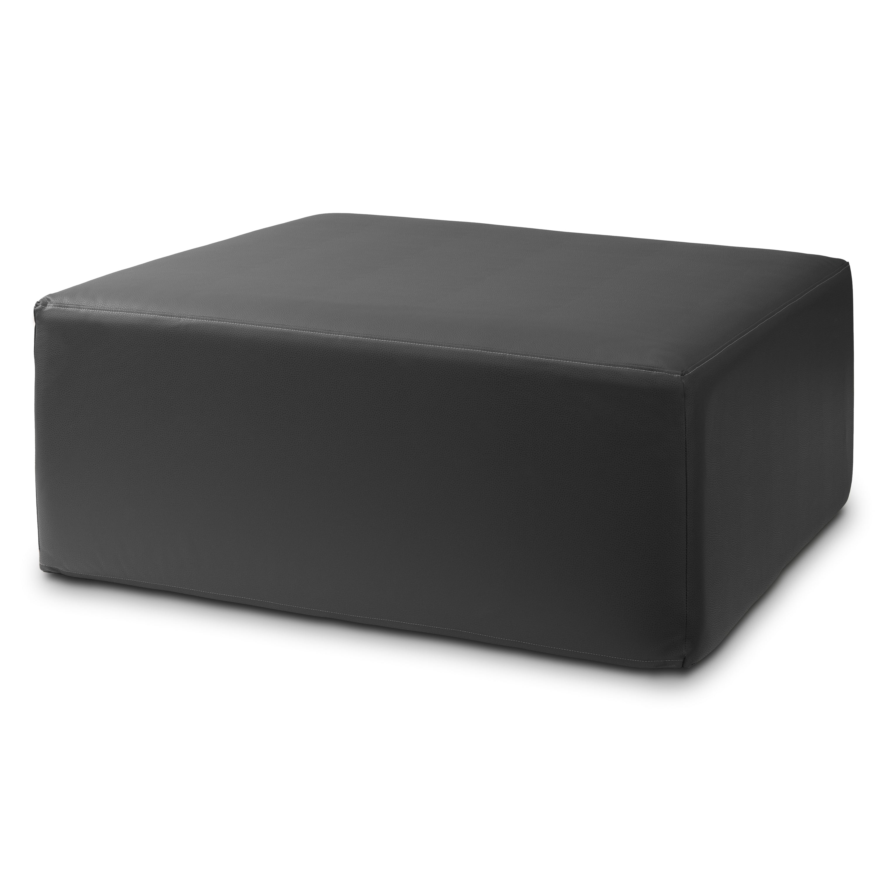 Jaxx Fairlie Couch Ottoman - Oversized Square Foam Coffee Table Ottoman, 36", Premium Faux Leather, Black