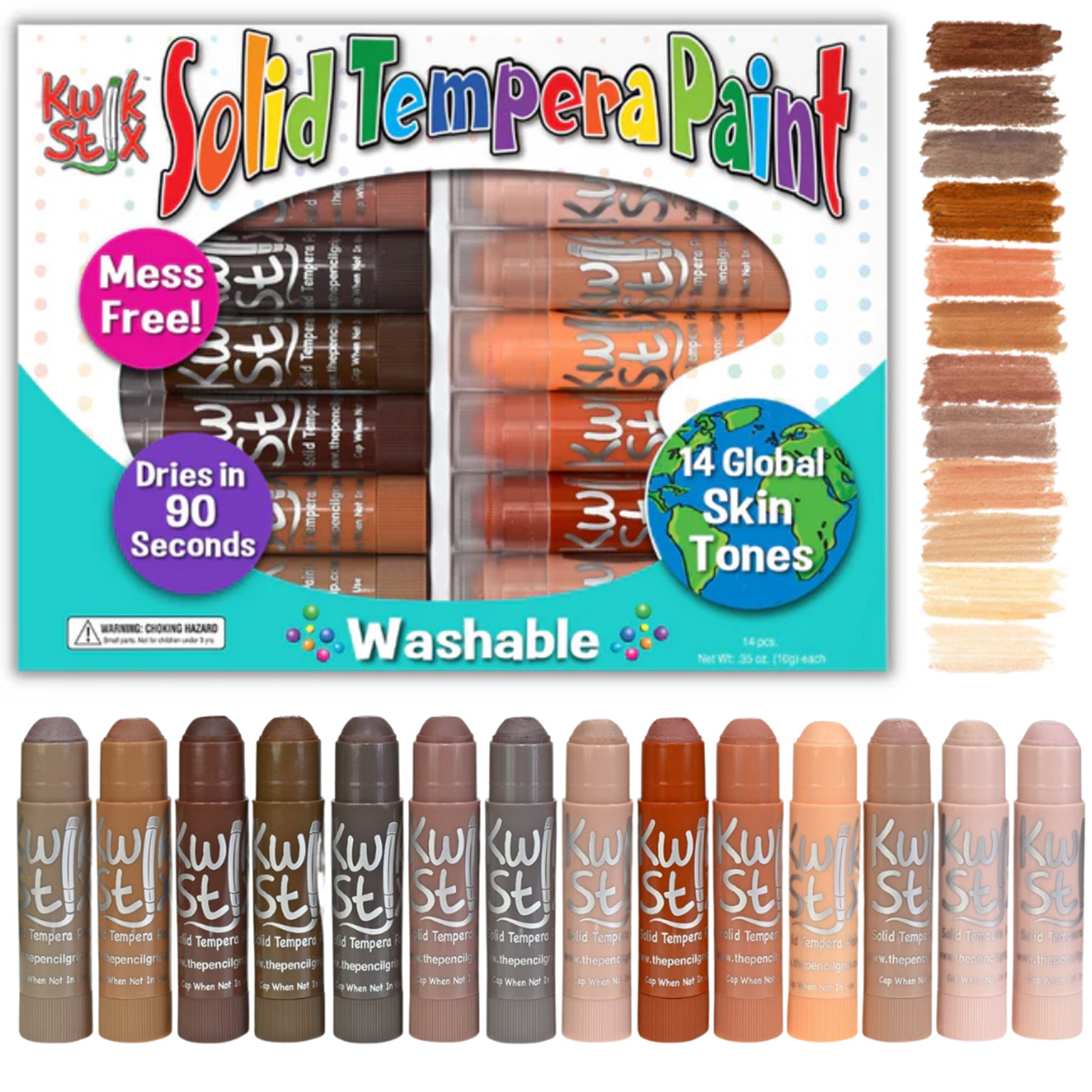 Tempera Paint Sticks Global Skin Tone Set, Pack of 14