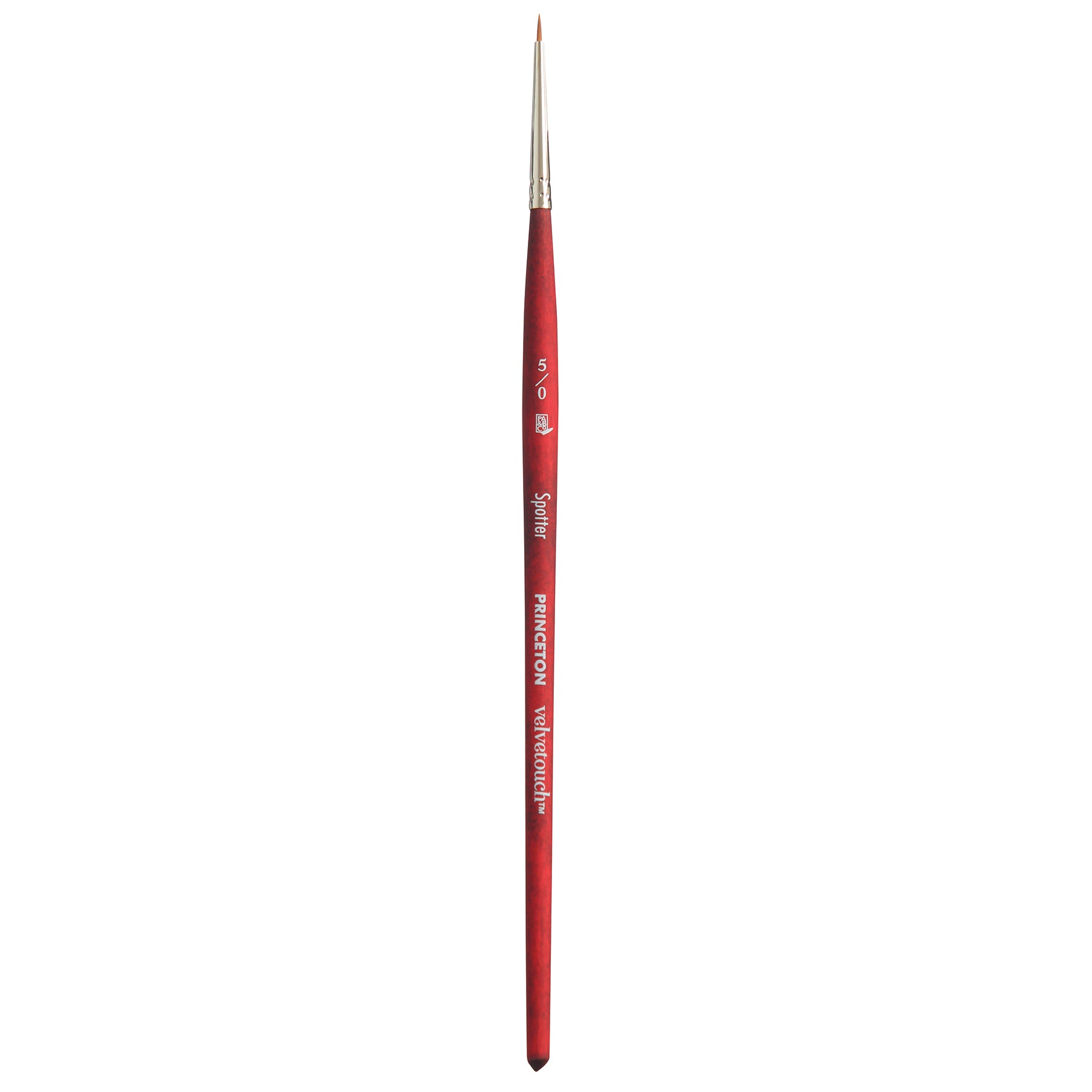 Velvetouch Spotter Brush, Synthetic Bristles, Short Handle Mixed Media Paintbrush, Scarlet, Size 5/0, 1 Count