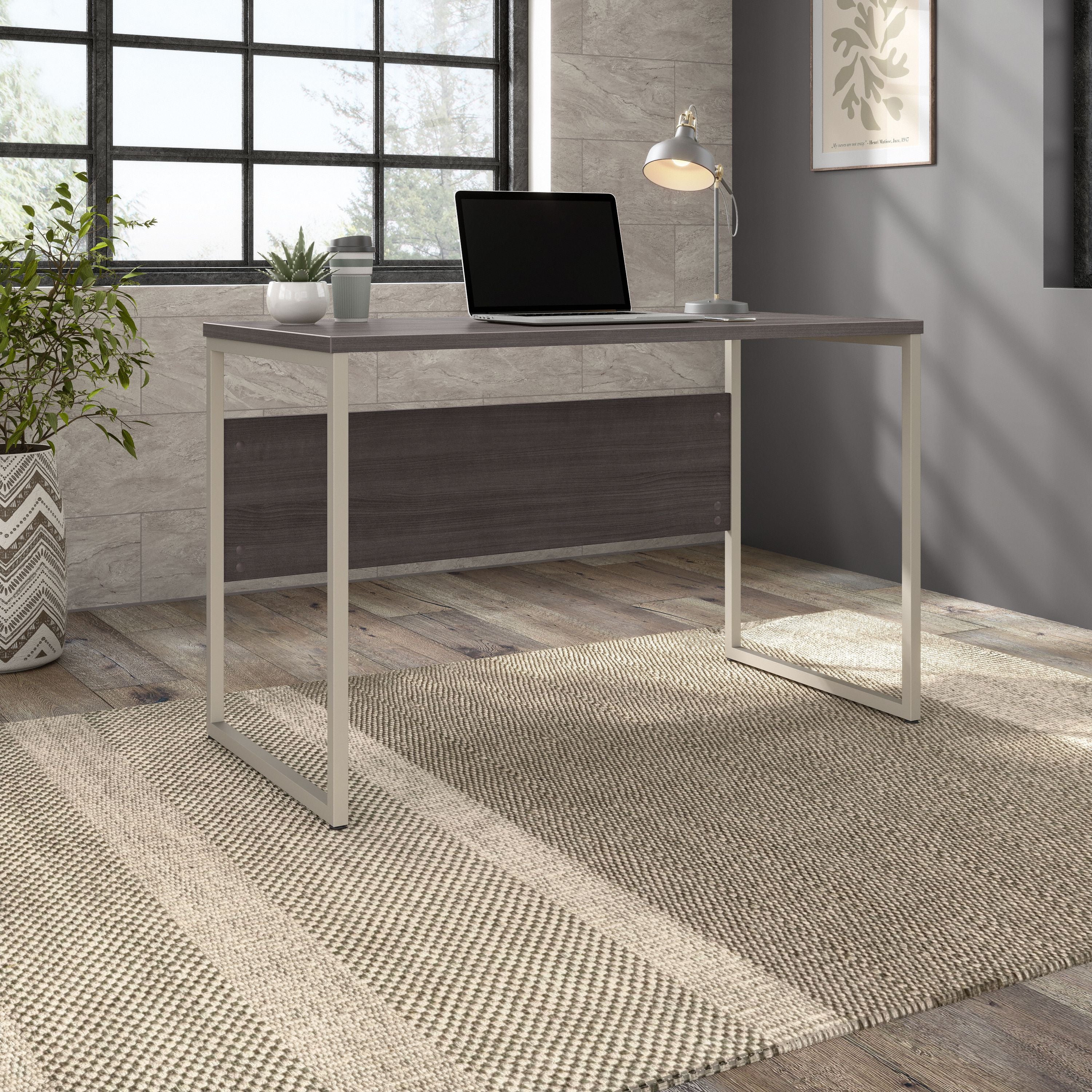 Bush Business Furniture Hybrid 48W x 24D Computer Table Desk with Metal Legs in Storm Gray - 47.6" Width x 23.35" Depth x 29.91" Height