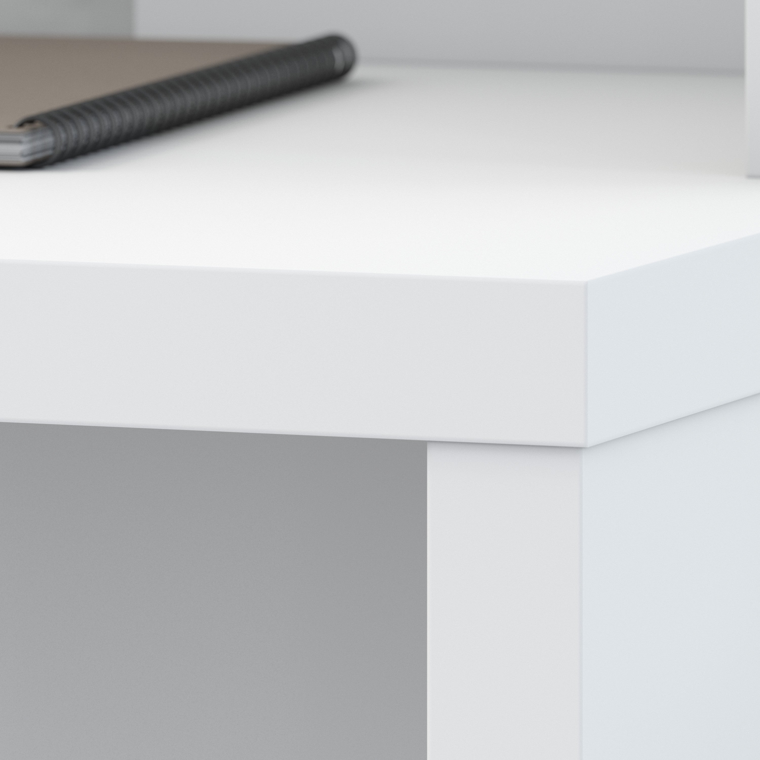 Bush Business Furniture Echo L Shaped Bow Front Desk in Pure White - 60" Width x 64.33" Depth x 30" Height