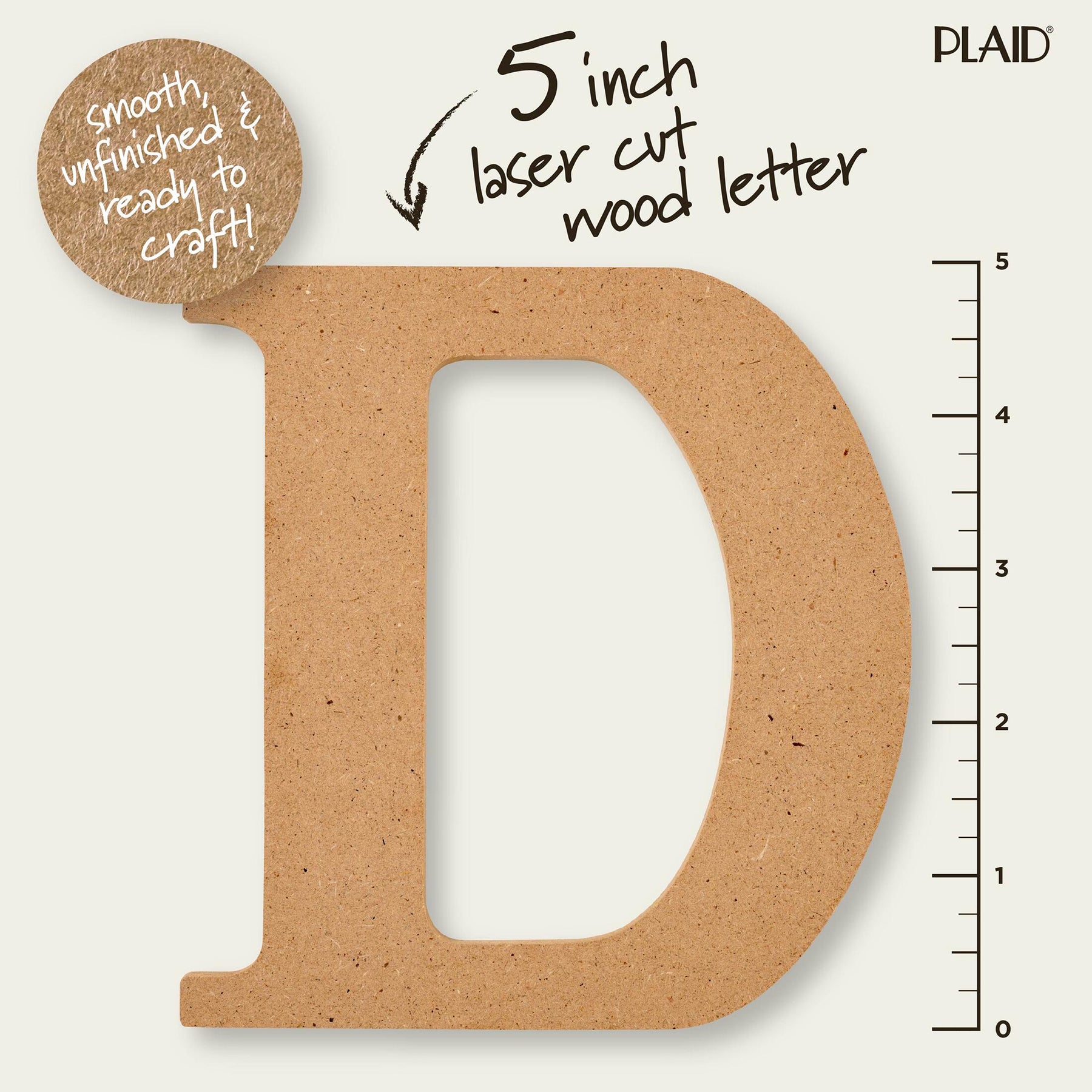 MDF Letter, D, 5 Inch