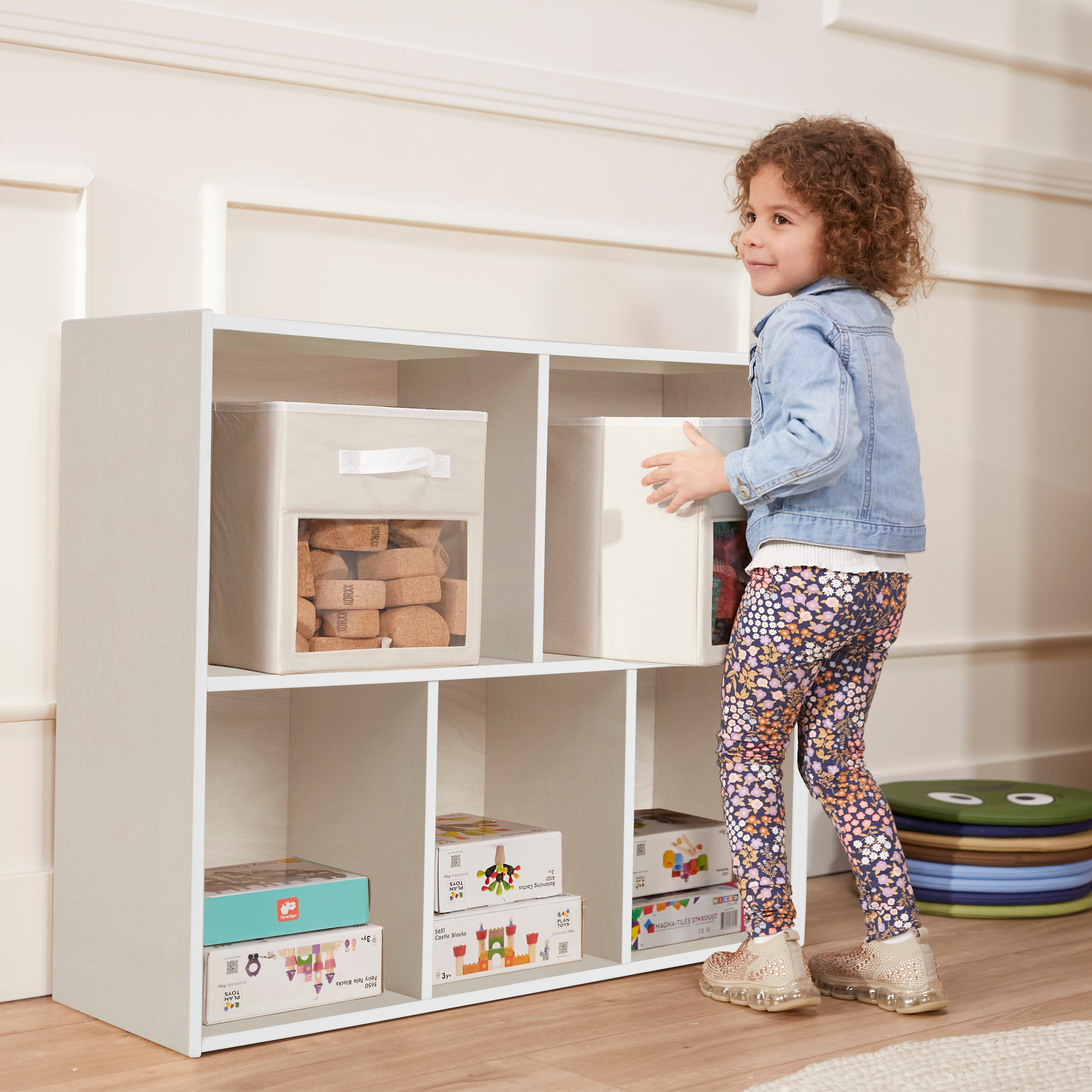Streamline 5-Compartment Storage Cabinet 30in H - White Wash