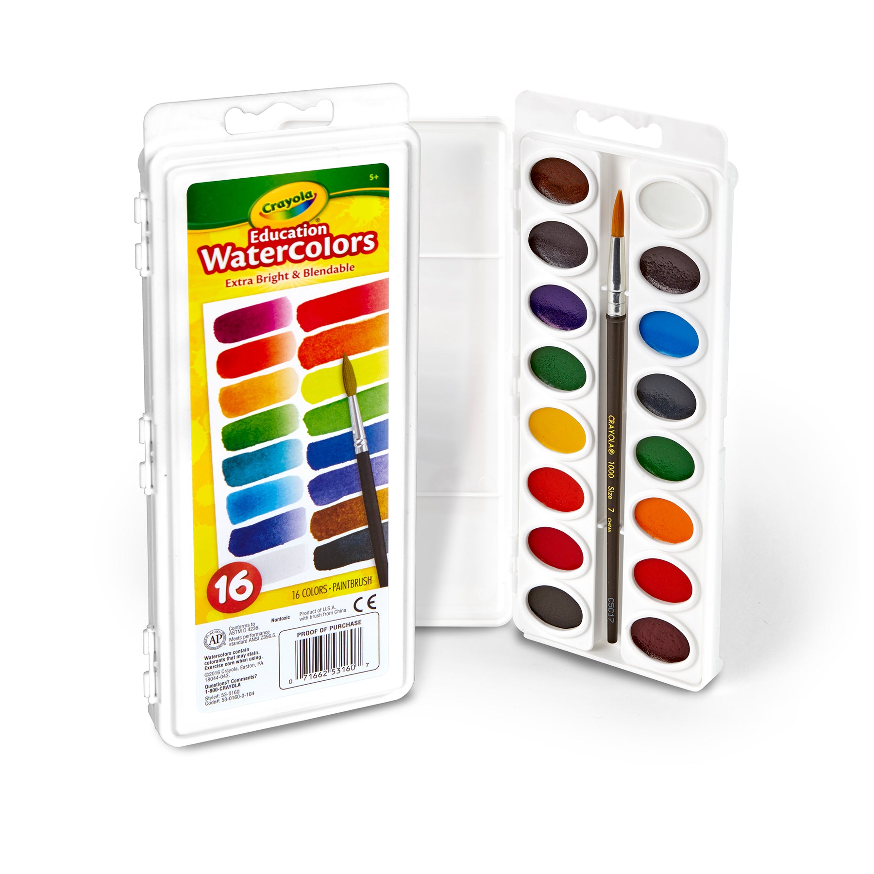 Education Oval Pans Watercolors Set, 16 Count