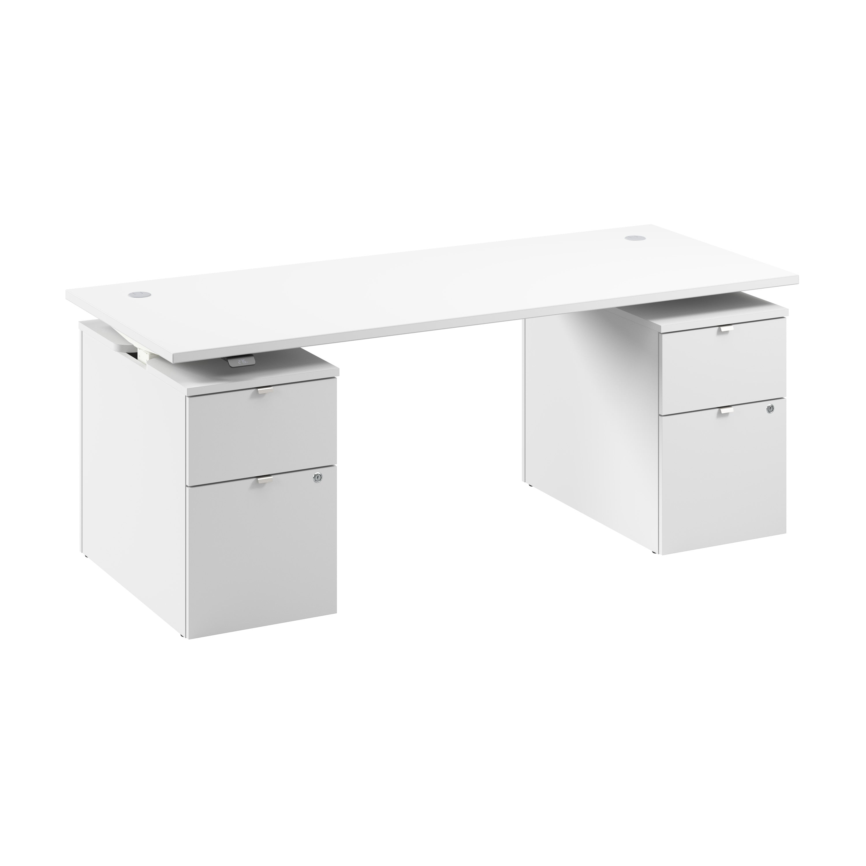 Bush Business Furniture Stratus&nbsp;72W x&nbsp;30D Electric Height Adjustable Standing Desk with Drawers in White with White Base - 71.02" Width x 29.37" Depth x 27.44" Height