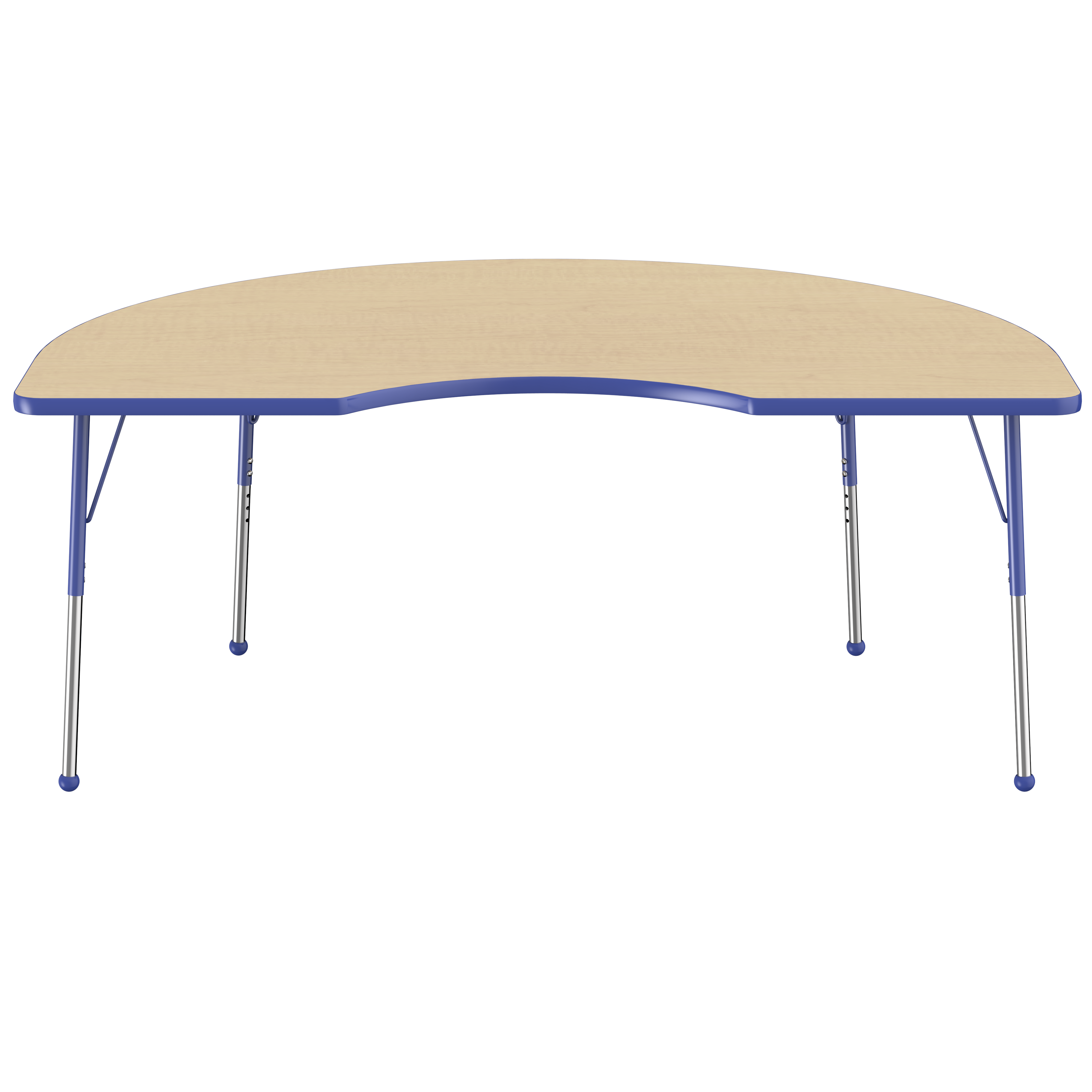 48" x 72" Kidney T-Molding Activity Table with Adjustable Standard Ball Glide Legs - Maple/Blue