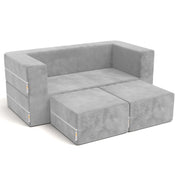 Jaxx Zipline Kids Modular Loveseat & Ottomans/Fold Out Lounger, Platinum