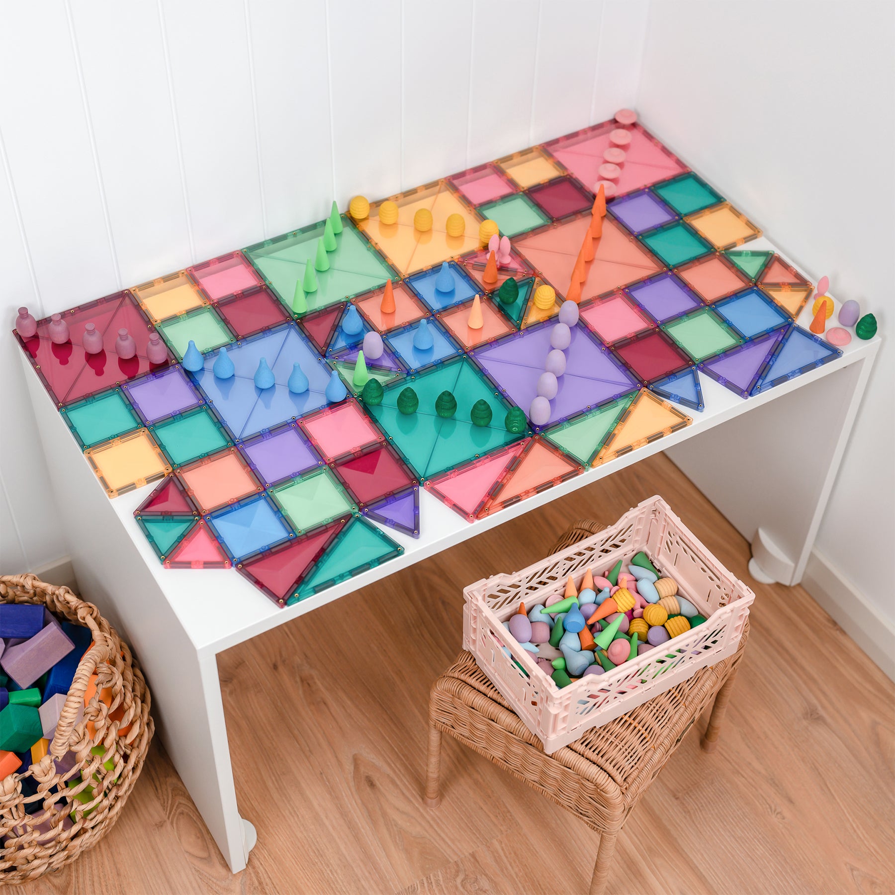 Magnetic Tiles Pastel Starter Pack, 64 Pieces
