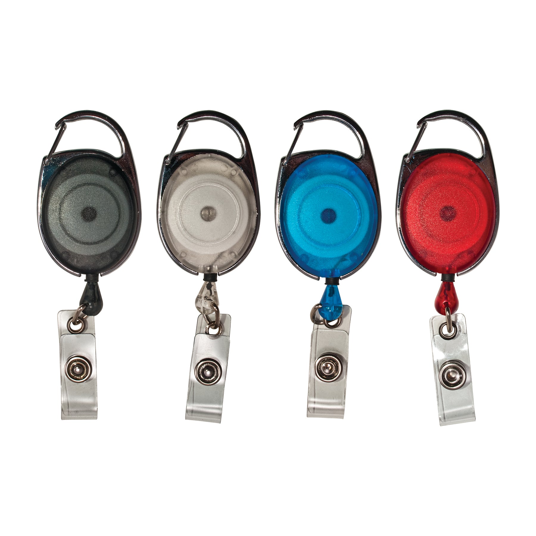 Retractable Carabiner Style Badge Reels with Badge Strap, Assorted, Pack of 20