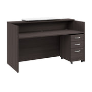 Bush Business Furniture Arrive 72W x 30D Reception Desk with Counter and Mobile File Cabinet in Storm Gray - 71.02" Width x 29.49" Depth x 40.35" Height