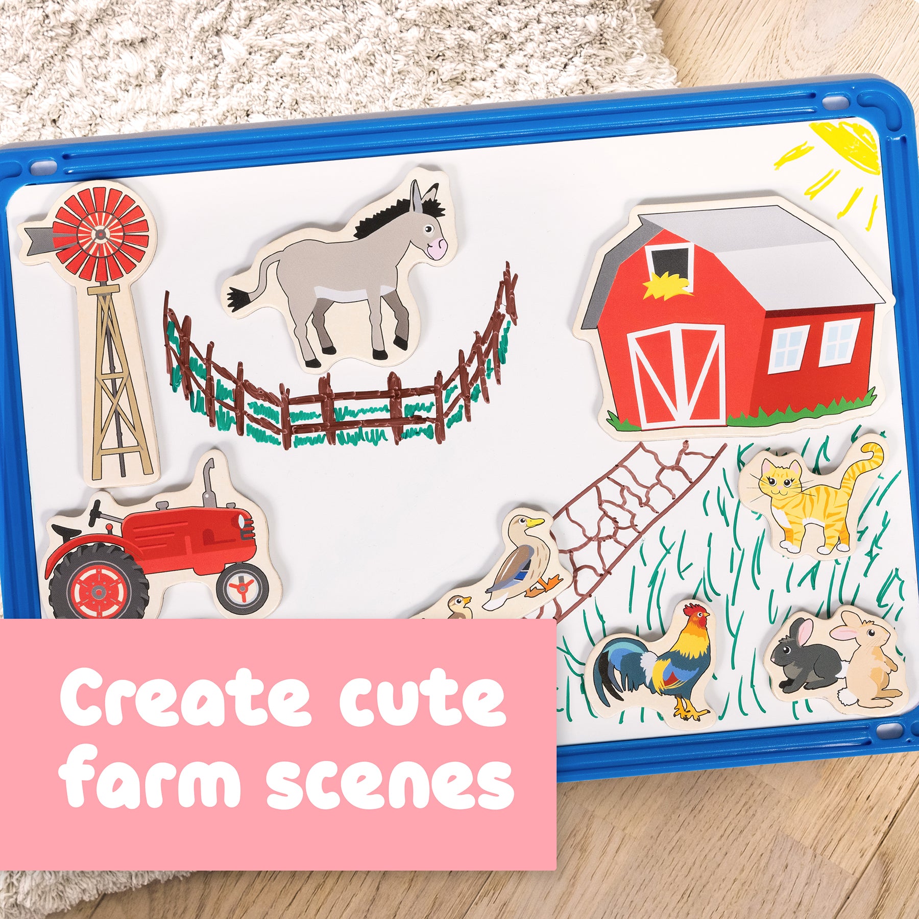 Wooden Magnets- Farm - Set of 20