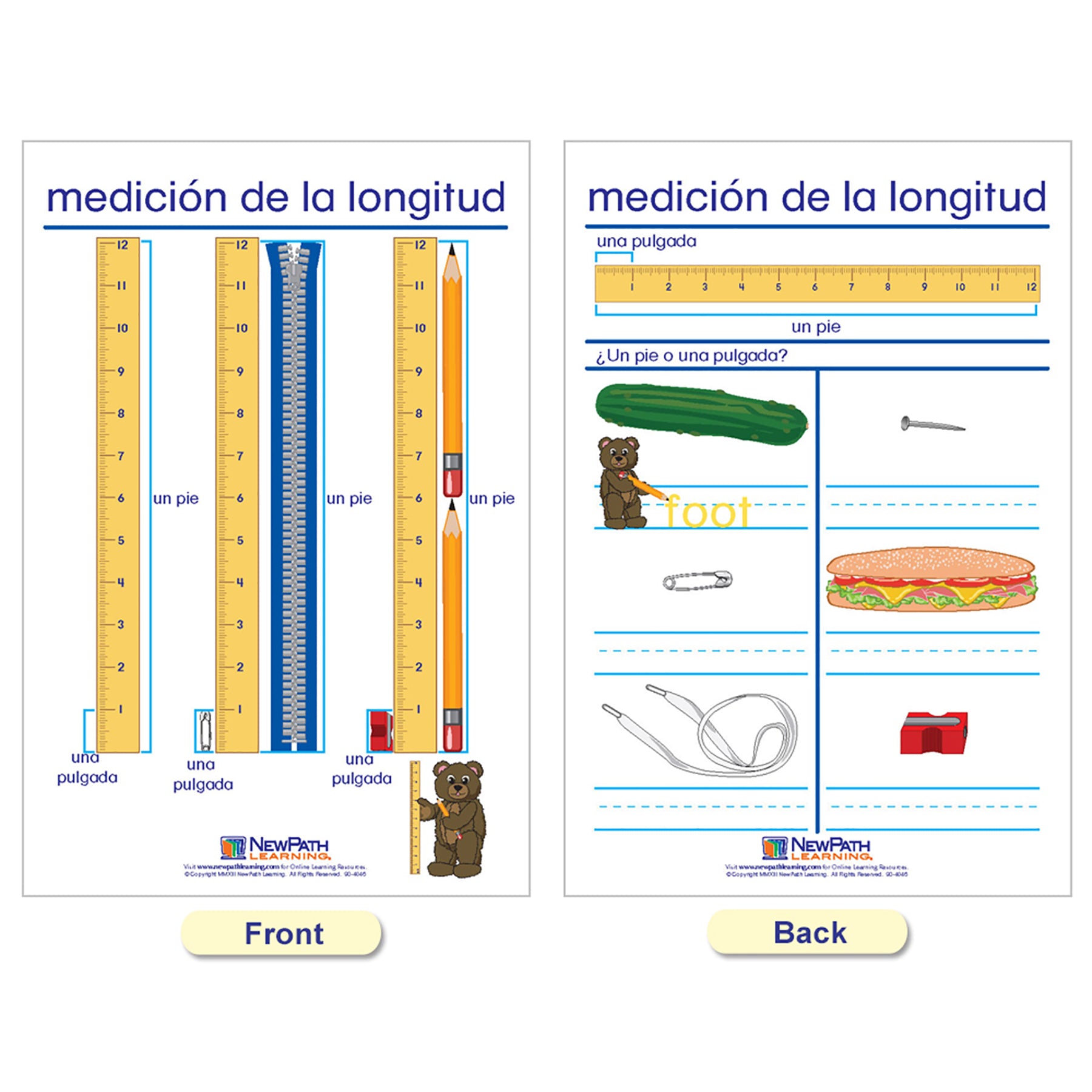 Measurement Bulletin Board Charts, Set of 5, Spanish Edition
