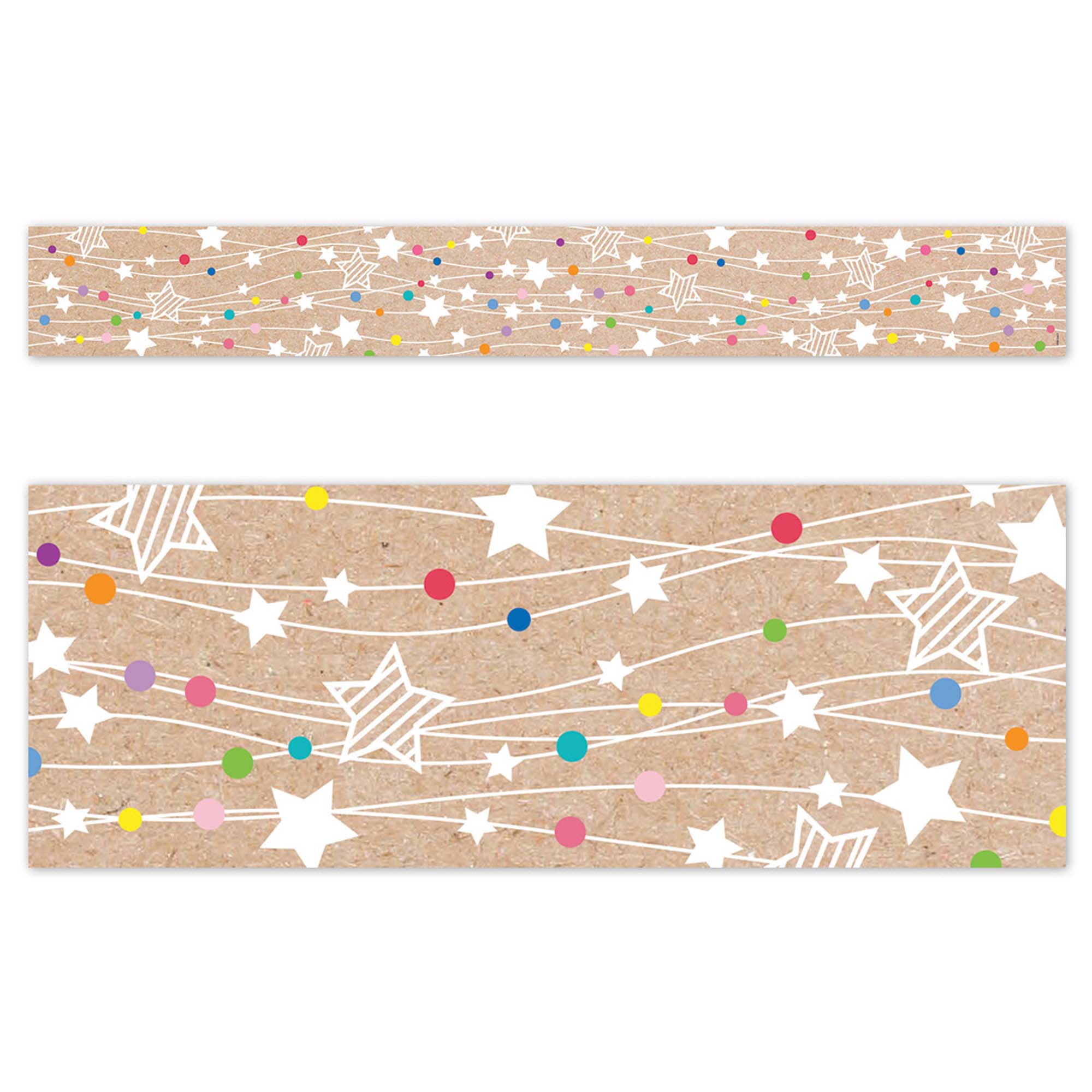 Krafty Pop Colorful Kraft Stars on Strings EZ Border, 48 Feet