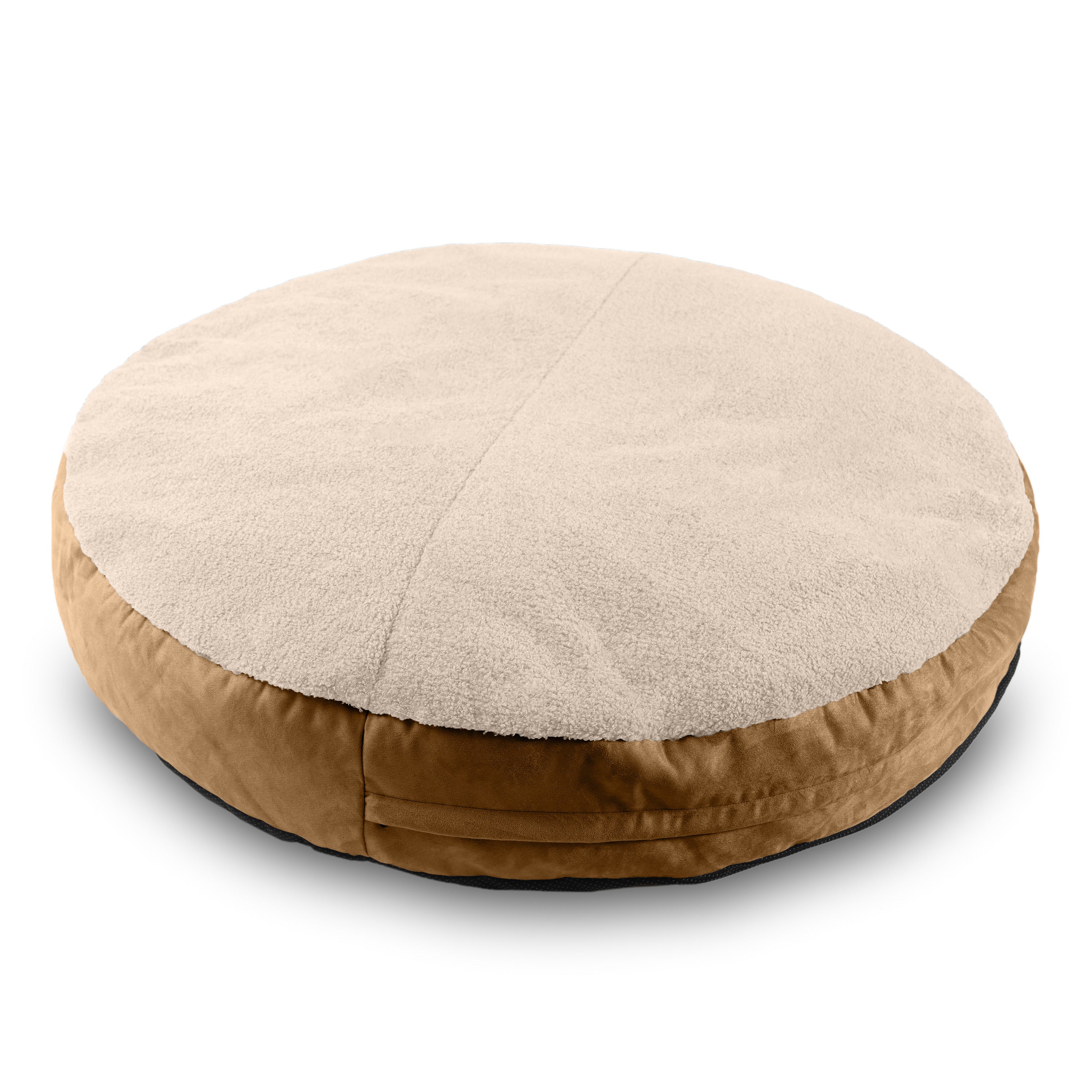 Jaxx Robbi Dog Bed Bean Bag – Round Bed with Machine Washable Cover and No-Slip Base - Supportive Memory Foam for Senior Dogs & Joint Pain Relief - Ultimate Comfort & Luxury - Large, Cloud / Beige